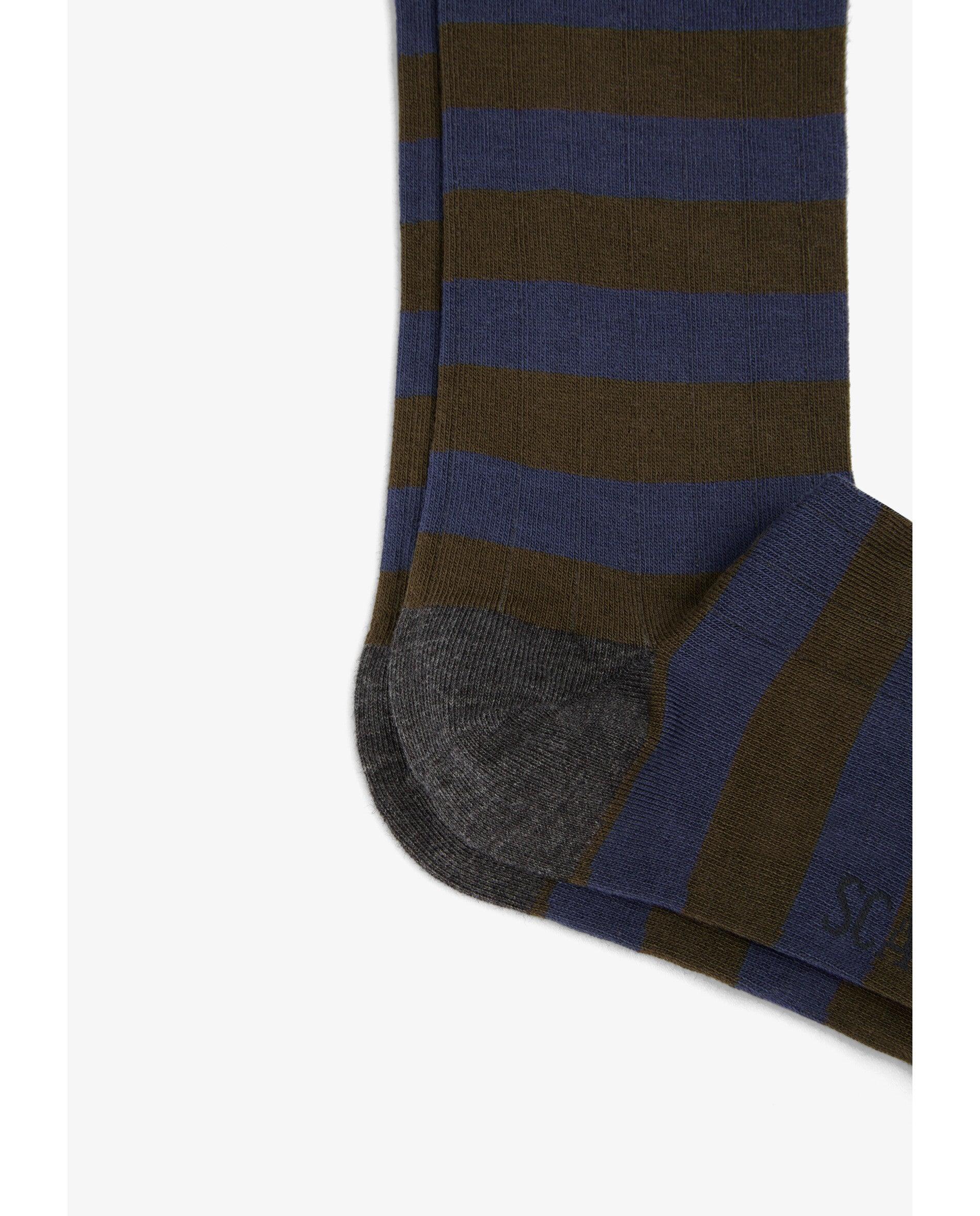Calcetines altos de hombre de caña alta con estampado de rayas - Scalpers - Kaki Kaki-2