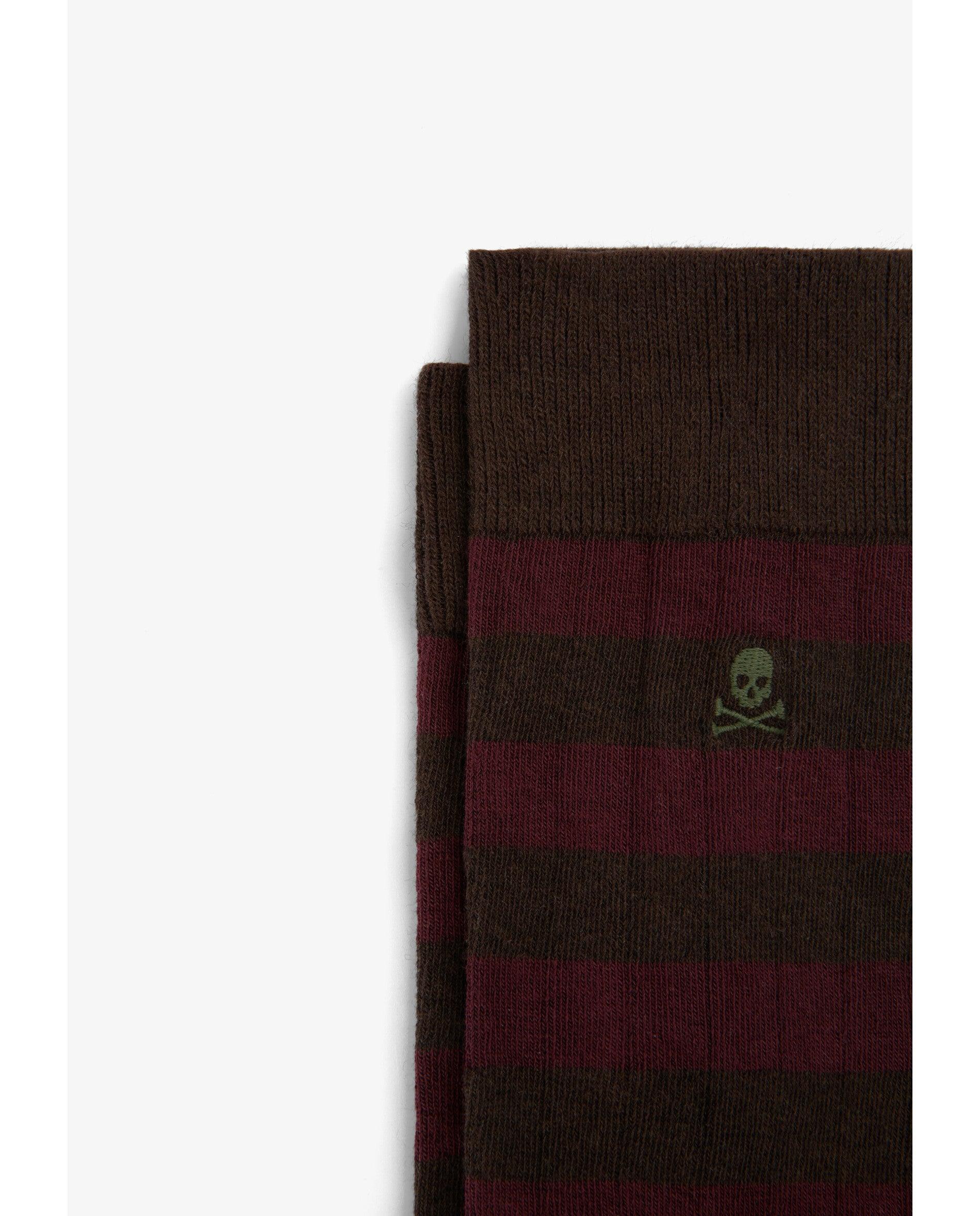 Calcetines altos de hombre de caña alta con estampado de rayas - Scalpers - Marrón Marrón-3