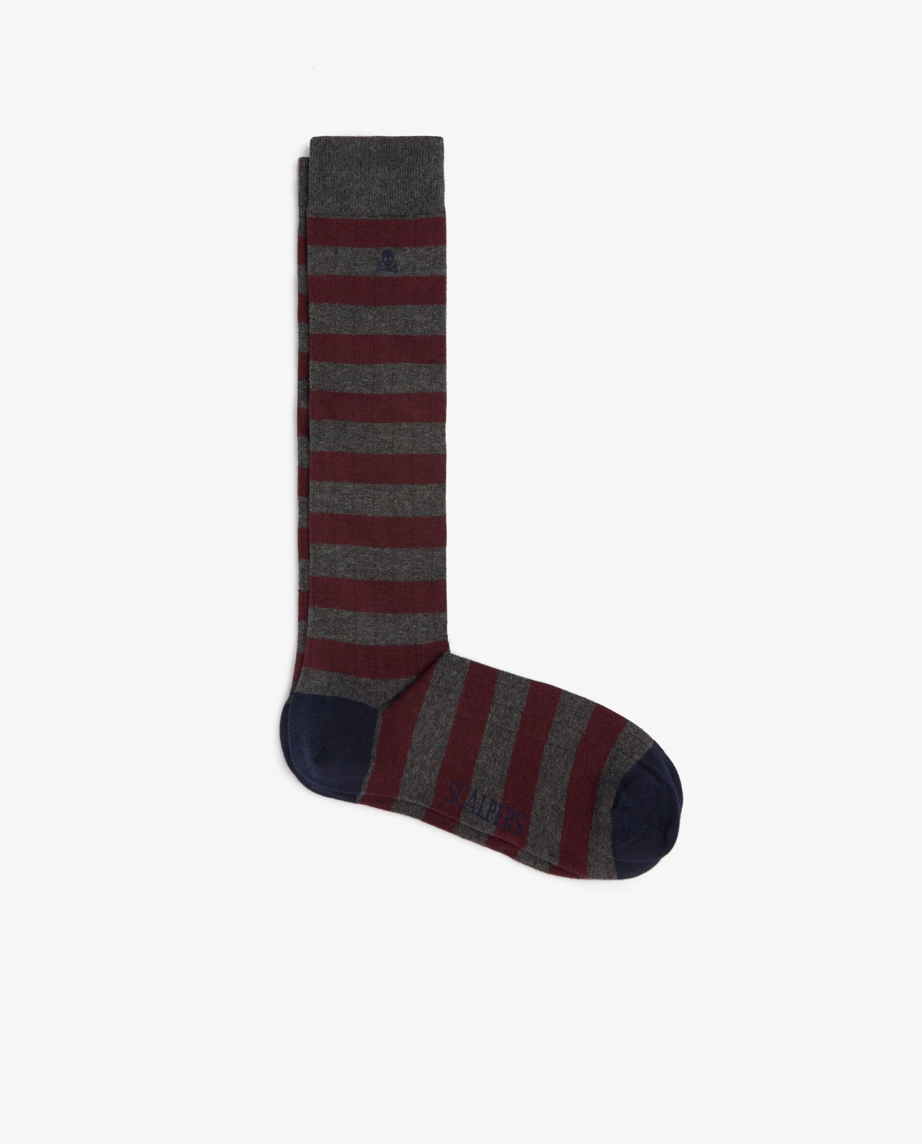 Calcetines altos de hombre de caña alta con estampado de rayas - Scalpers - Gris Gris-1