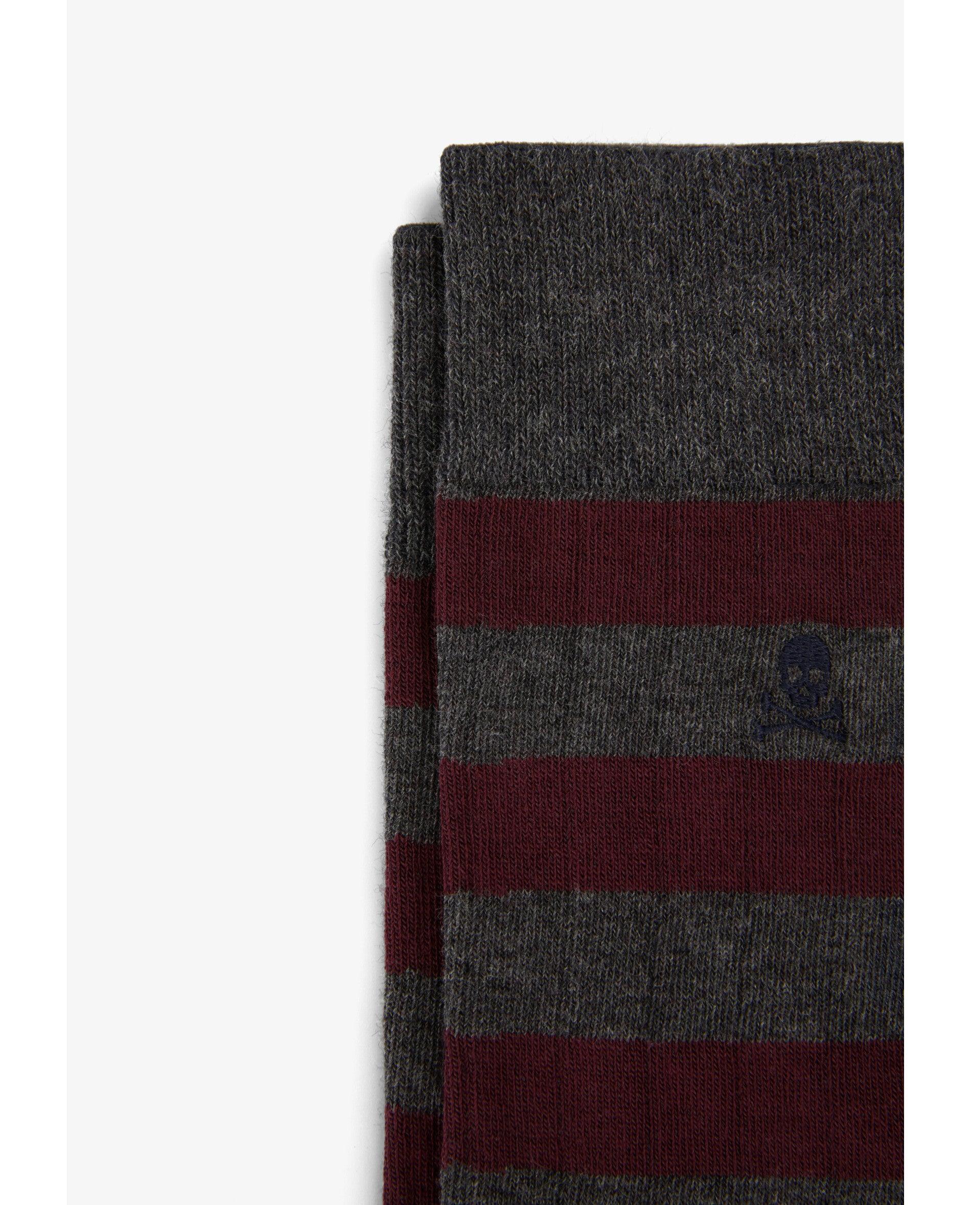 Calcetines altos de hombre de caña alta con estampado de rayas - Scalpers - Gris Gris-3