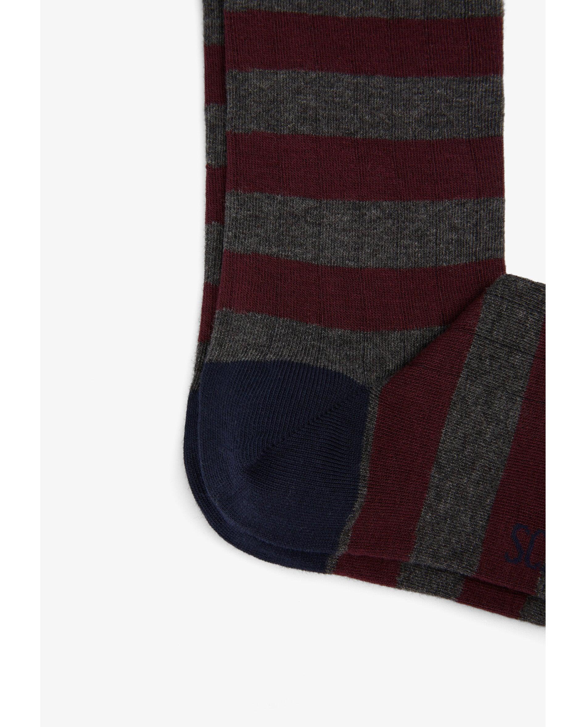 Calcetines altos de hombre de caña alta con estampado de rayas - Scalpers - Gris Gris-2