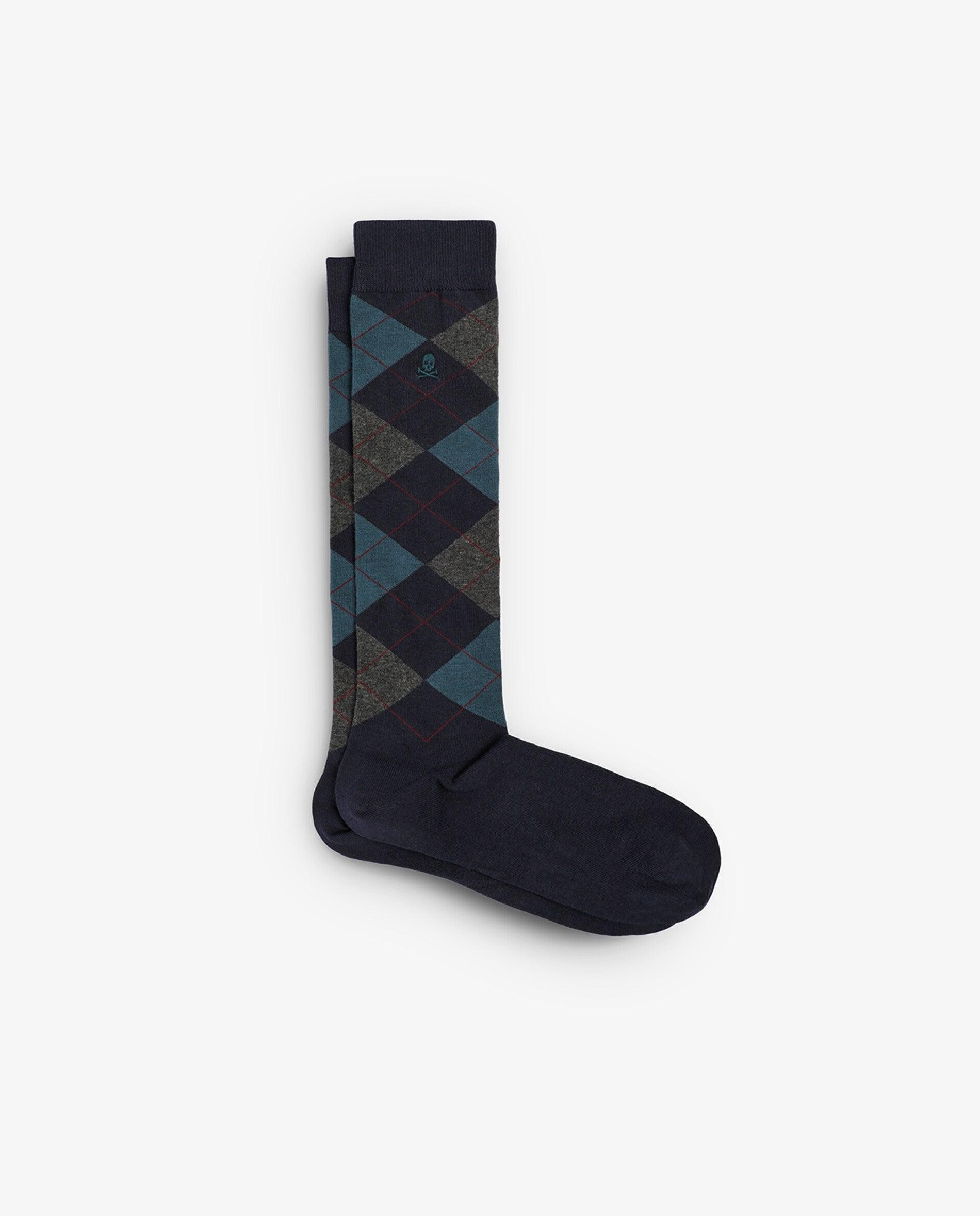 Imagen 0 de Calcetines altos de hombre con estampado de rombos Navy