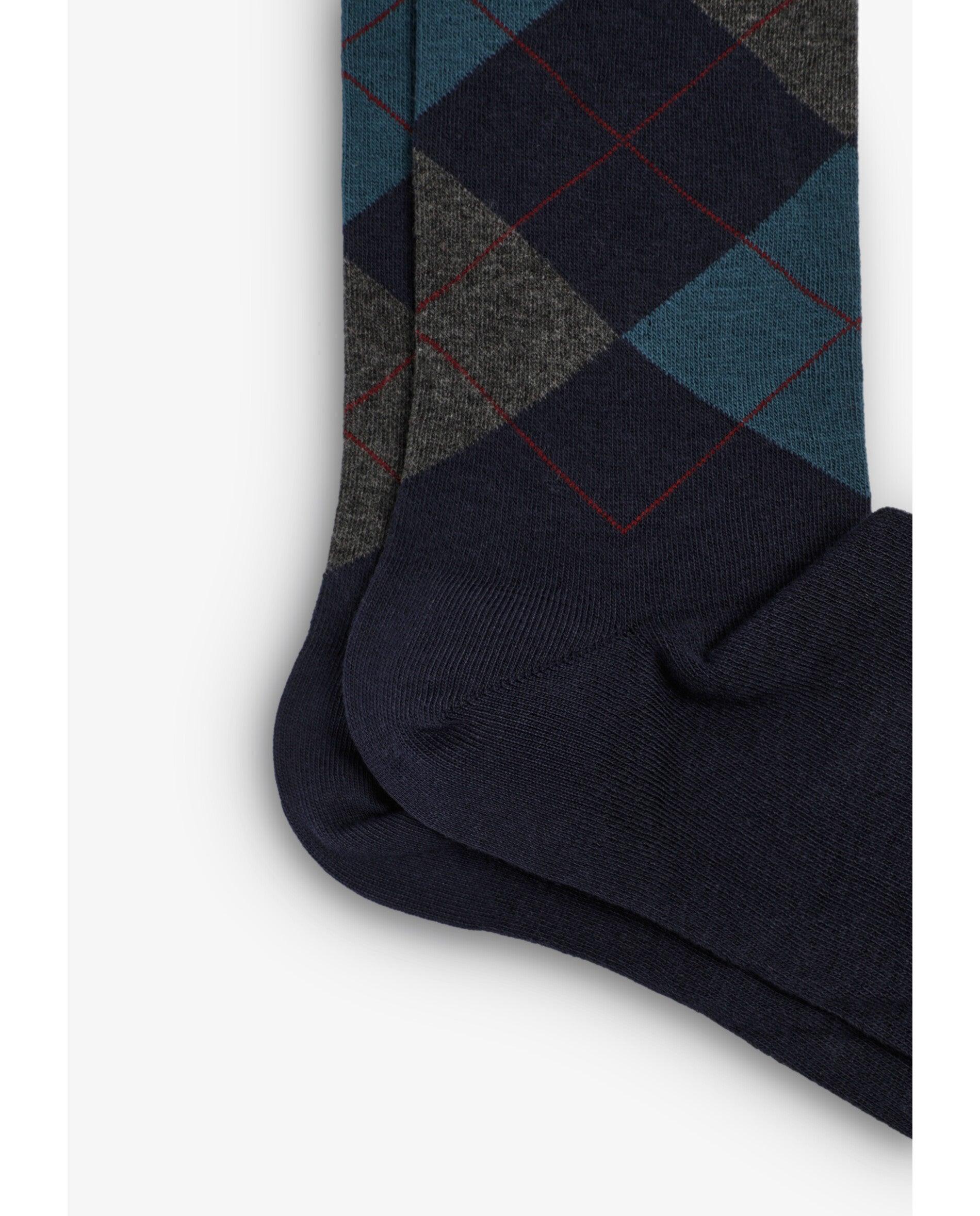 Calcetines altos de hombre con estampado de rombos - Scalpers - Navy Navy-2