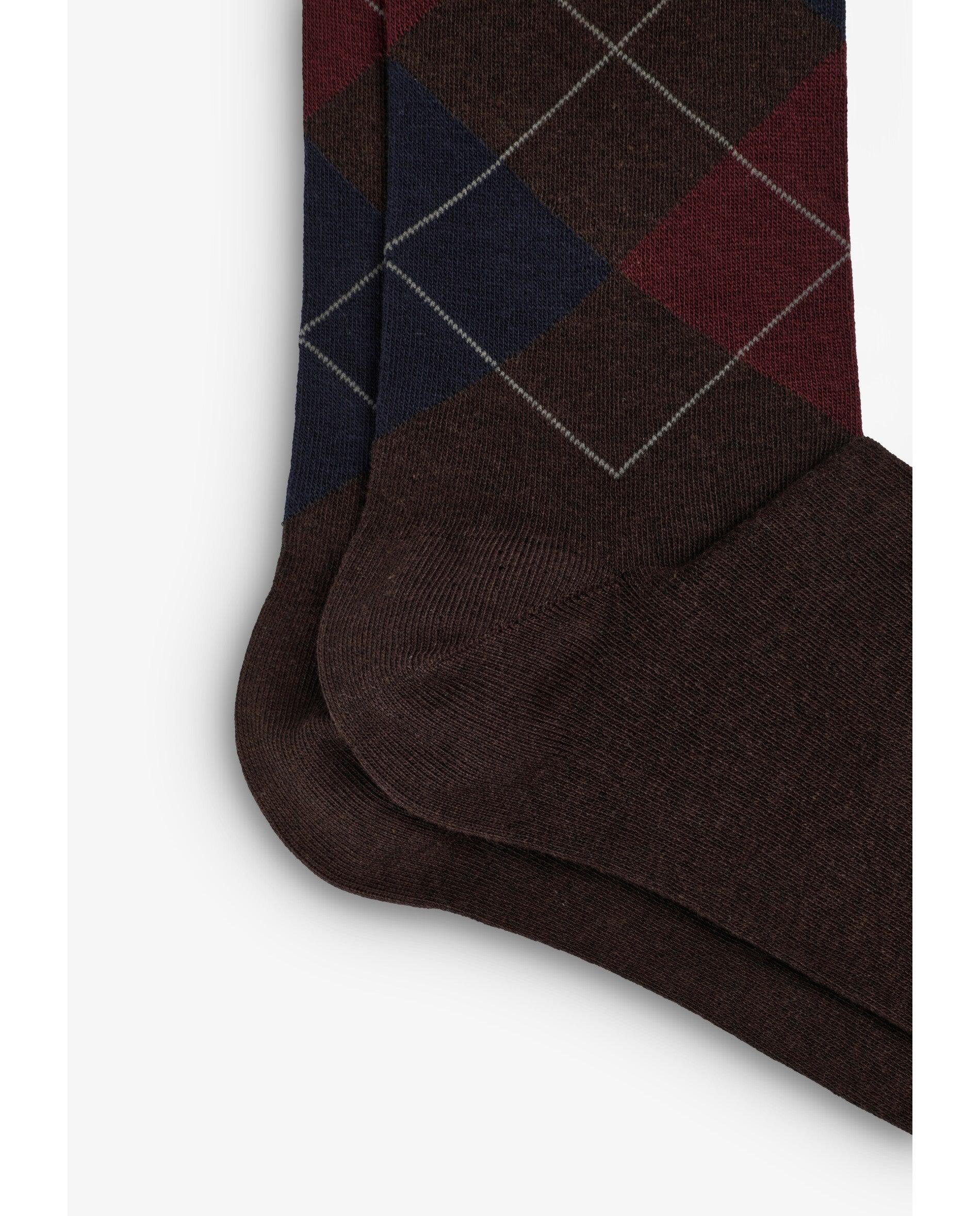 Calcetines altos de hombre con estampado de rombos - Scalpers - Marrón Marrón-2