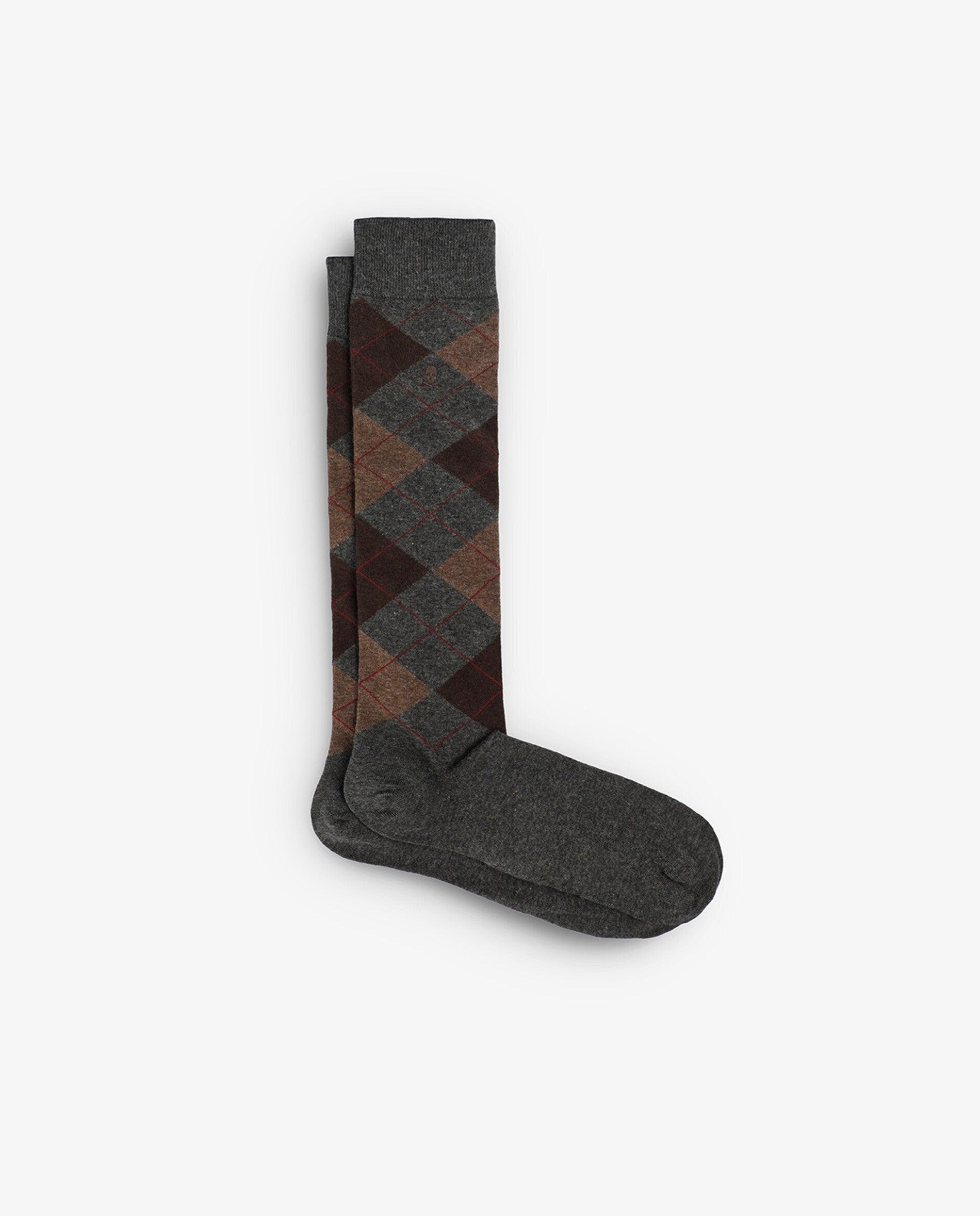 Calcetines altos de hombre con estampado de rombos - Scalpers - Gris Gris-1
