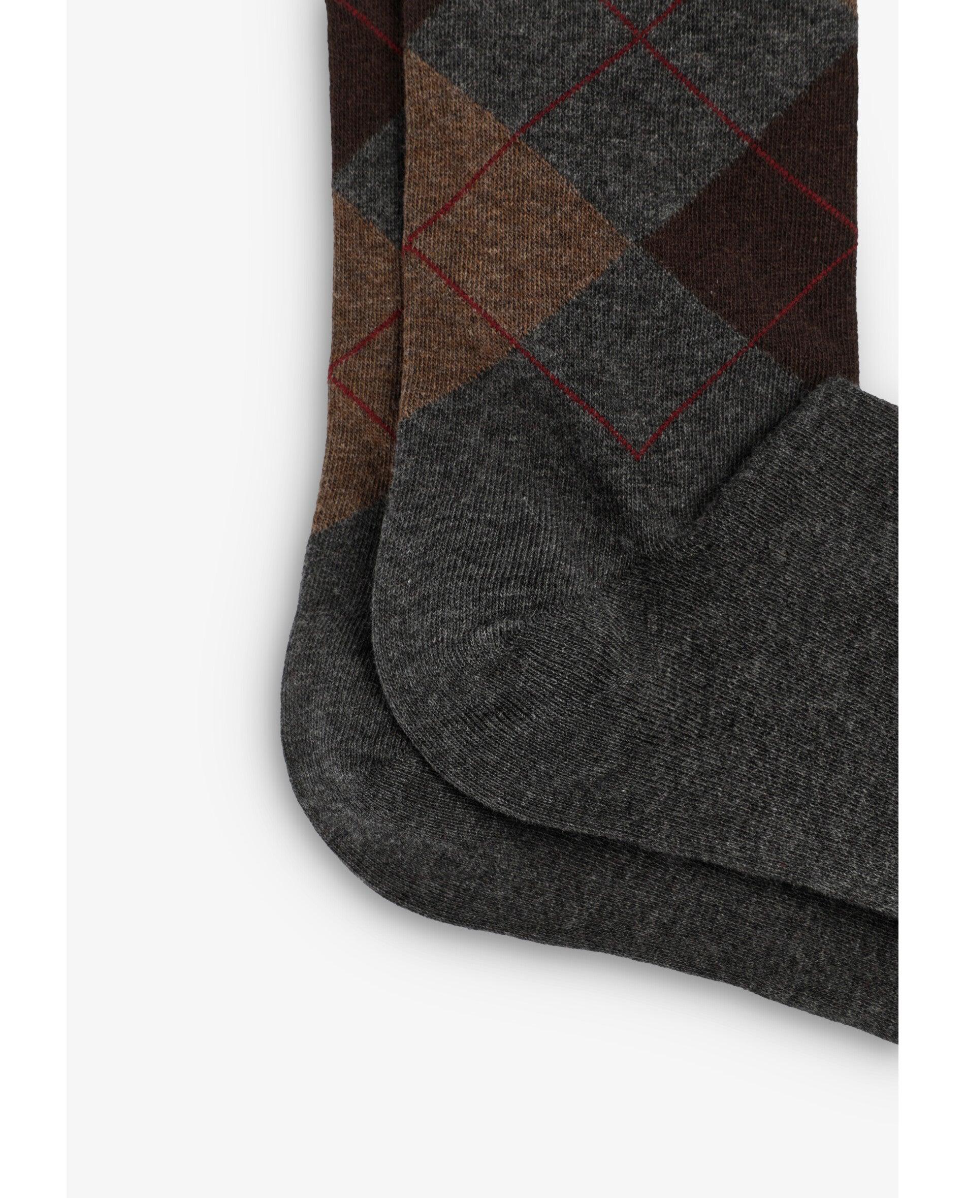 Calcetines altos de hombre con estampado de rombos - Scalpers - Gris Gris-2