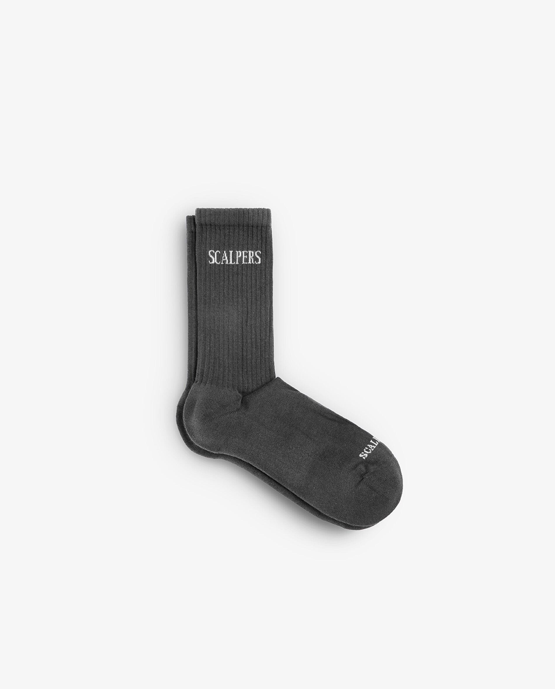 Calcetines de hombre de media caña con logo a contraste - Scalpers - Gris Gris-1