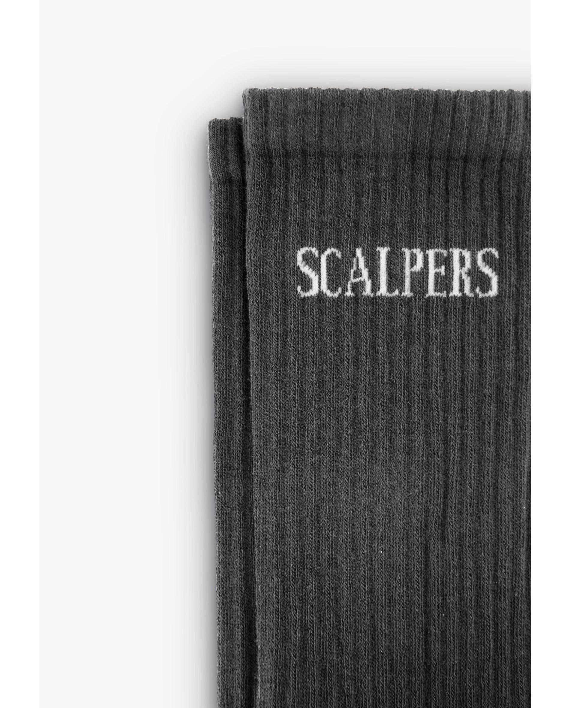 Calcetines de hombre de media caña con logo a contraste - Scalpers - Gris Gris-3