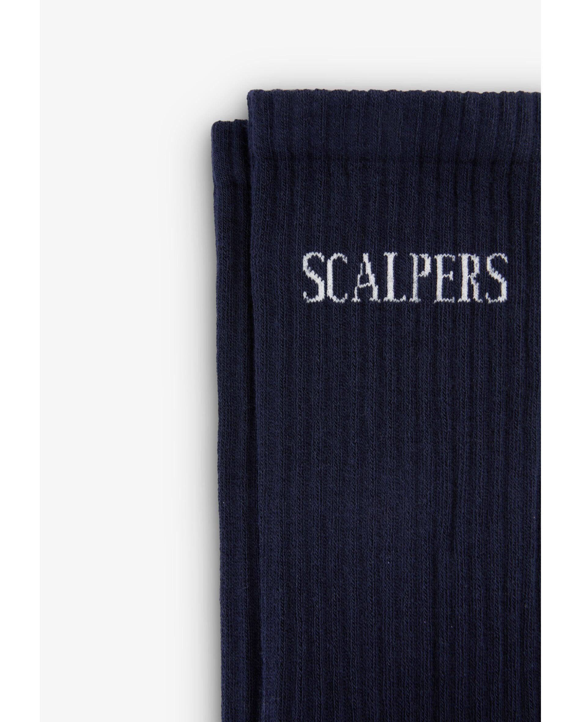Calcetines de hombre de media caña con logo a contraste - Scalpers - Azul marino Azul marino-2