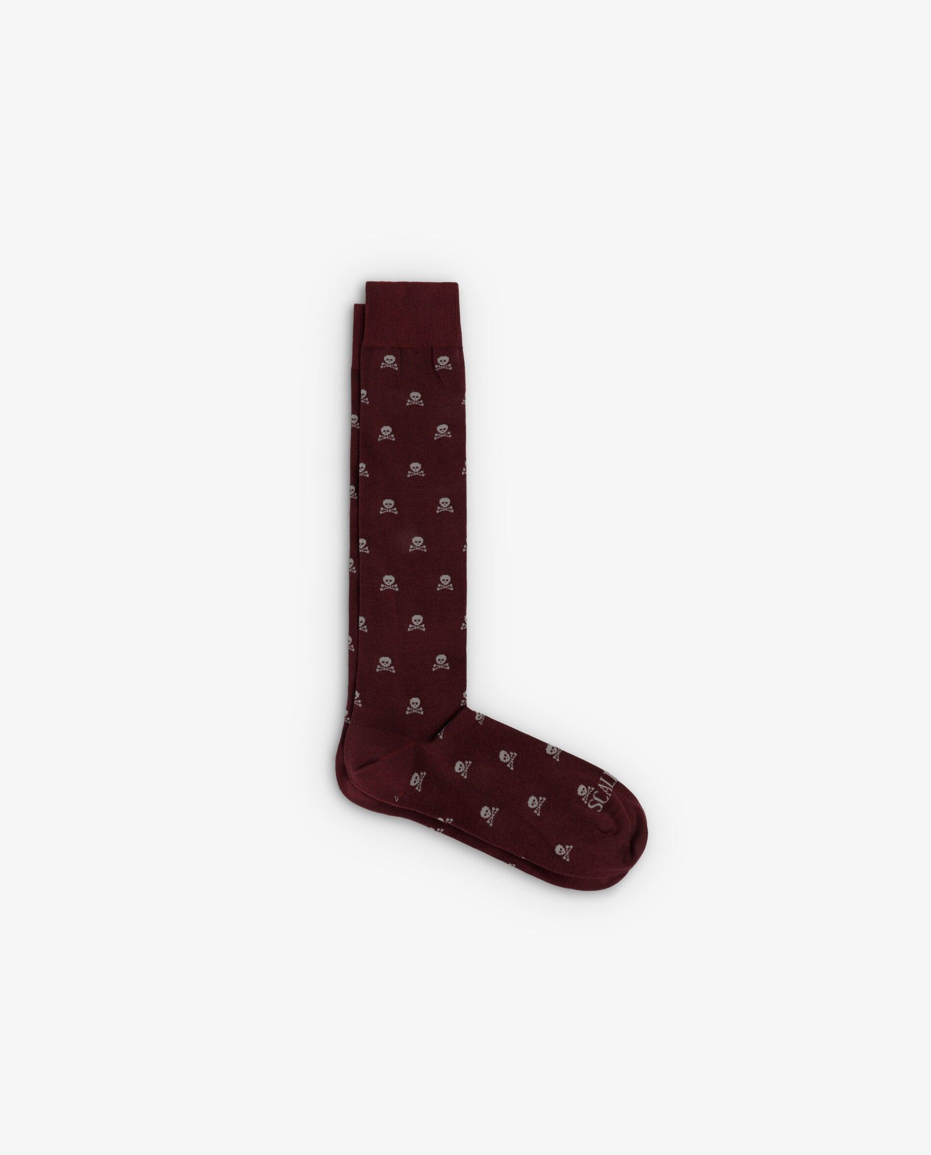 Calcetines altos de hombre en mezcla de algodón orgánico - Scalpers - Burdeos Burdeos-1