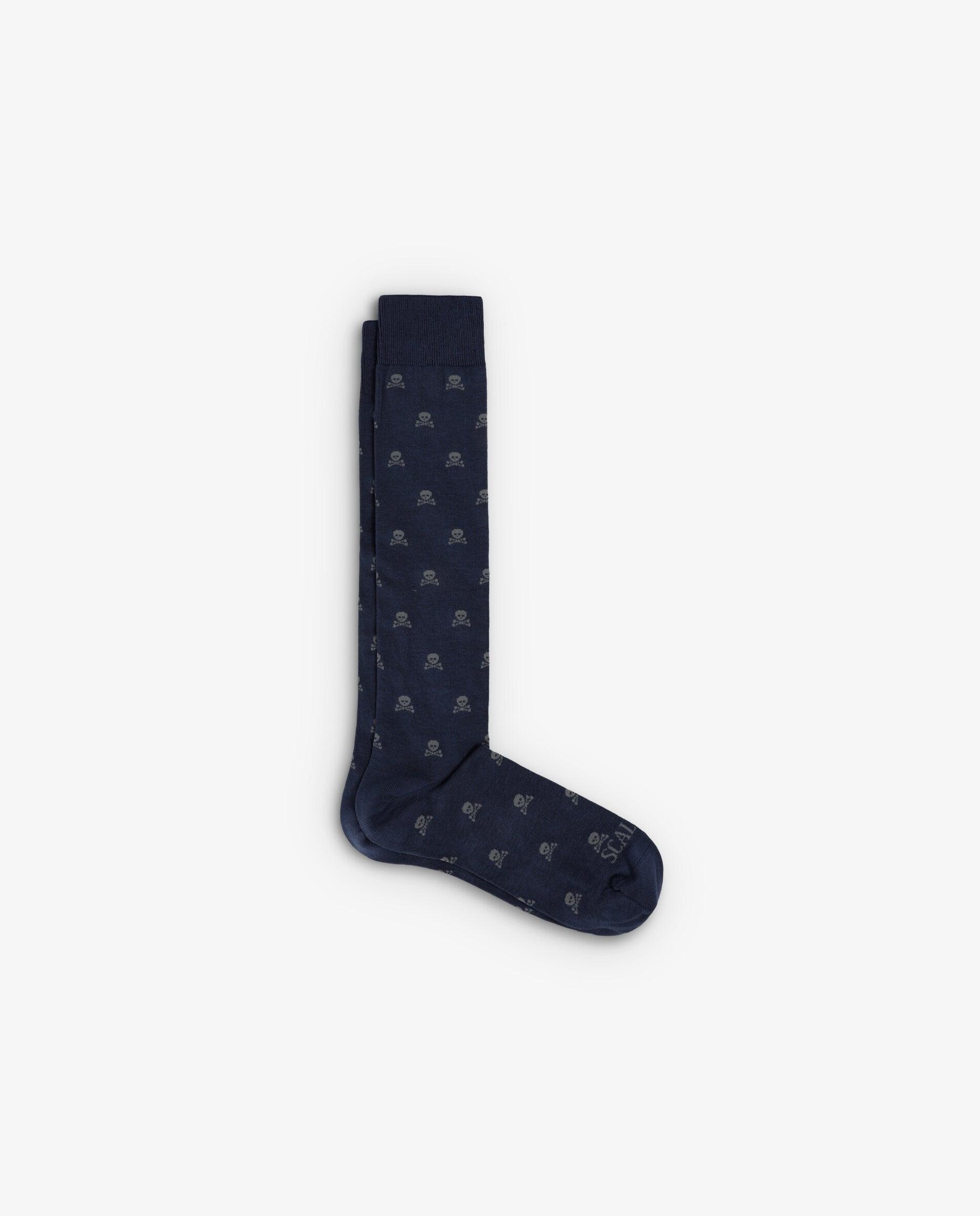 Calcetines altos de hombre en mezcla de algodón orgánico - Scalpers - Navy Navy-1