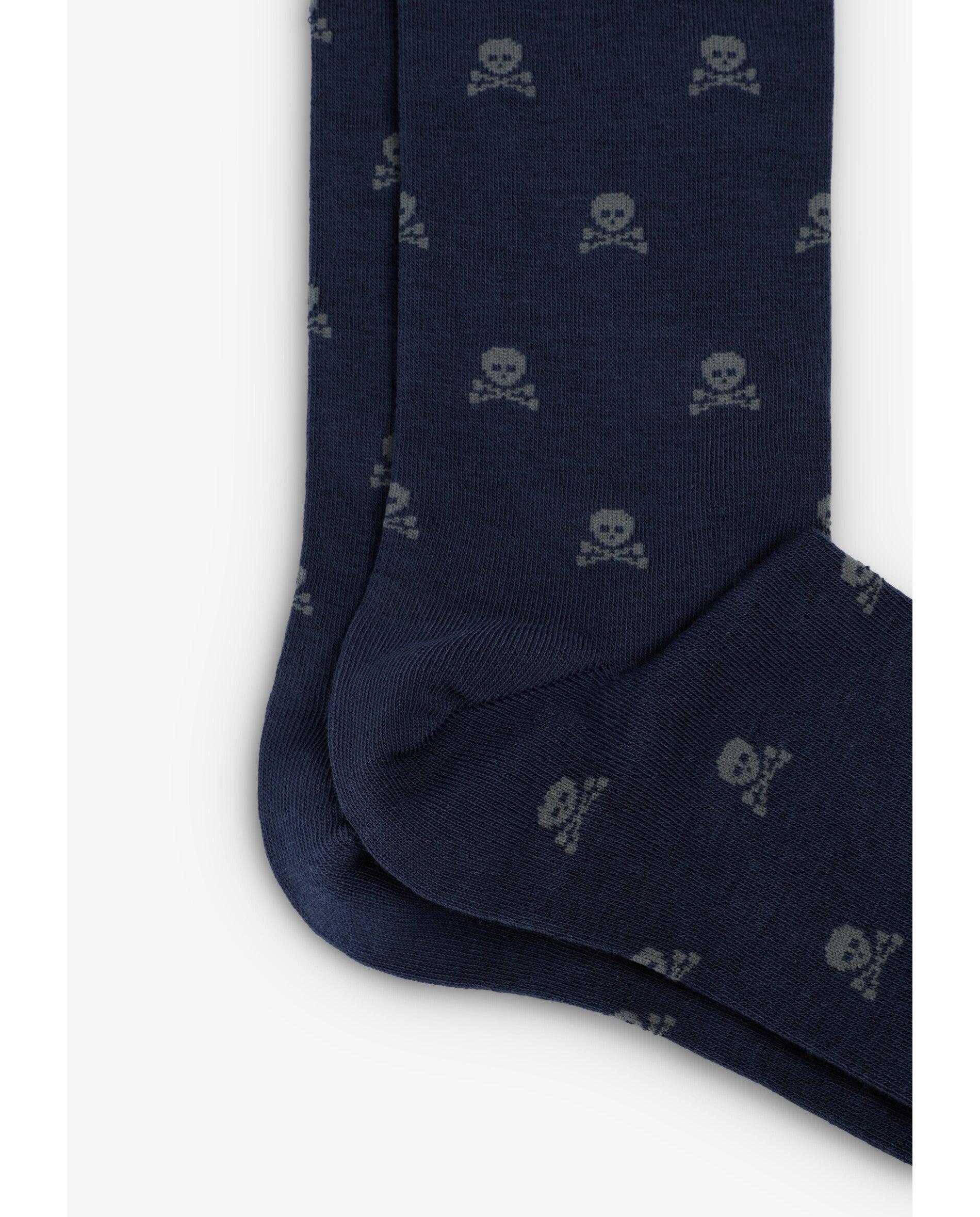 Calcetines altos de hombre en mezcla de algodón orgánico - Scalpers - Navy Navy-2