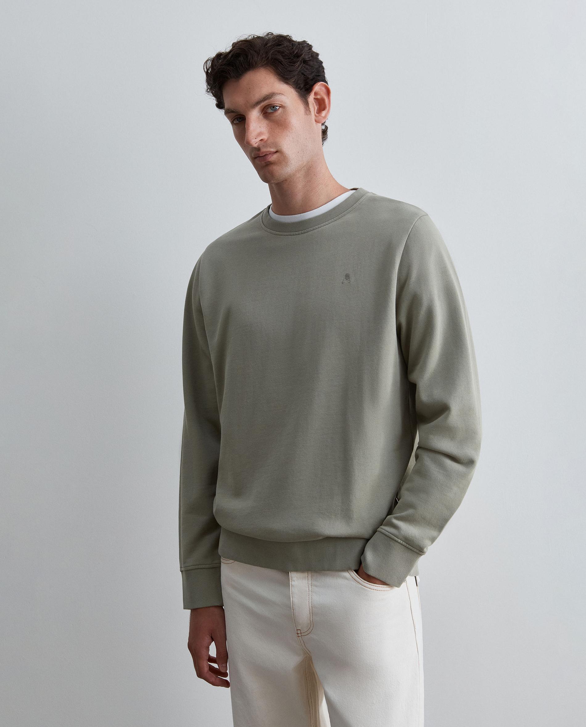 Sudadera de hombre con cuello redondo y logo en relieve trasero - Scalpers - Kaki Kaki-1