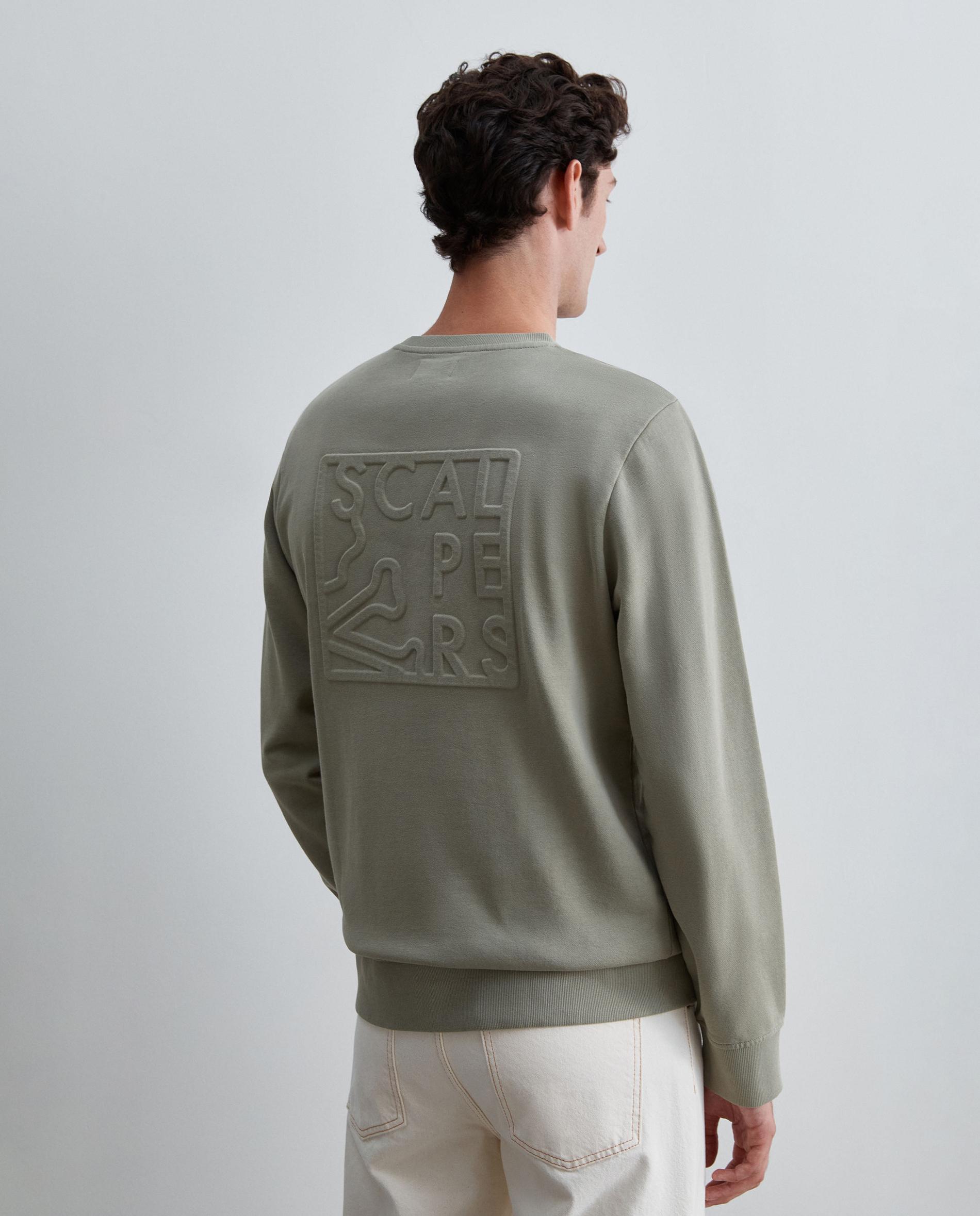 Sudadera de hombre con cuello redondo y logo en relieve trasero - Scalpers - Kaki Kaki-2