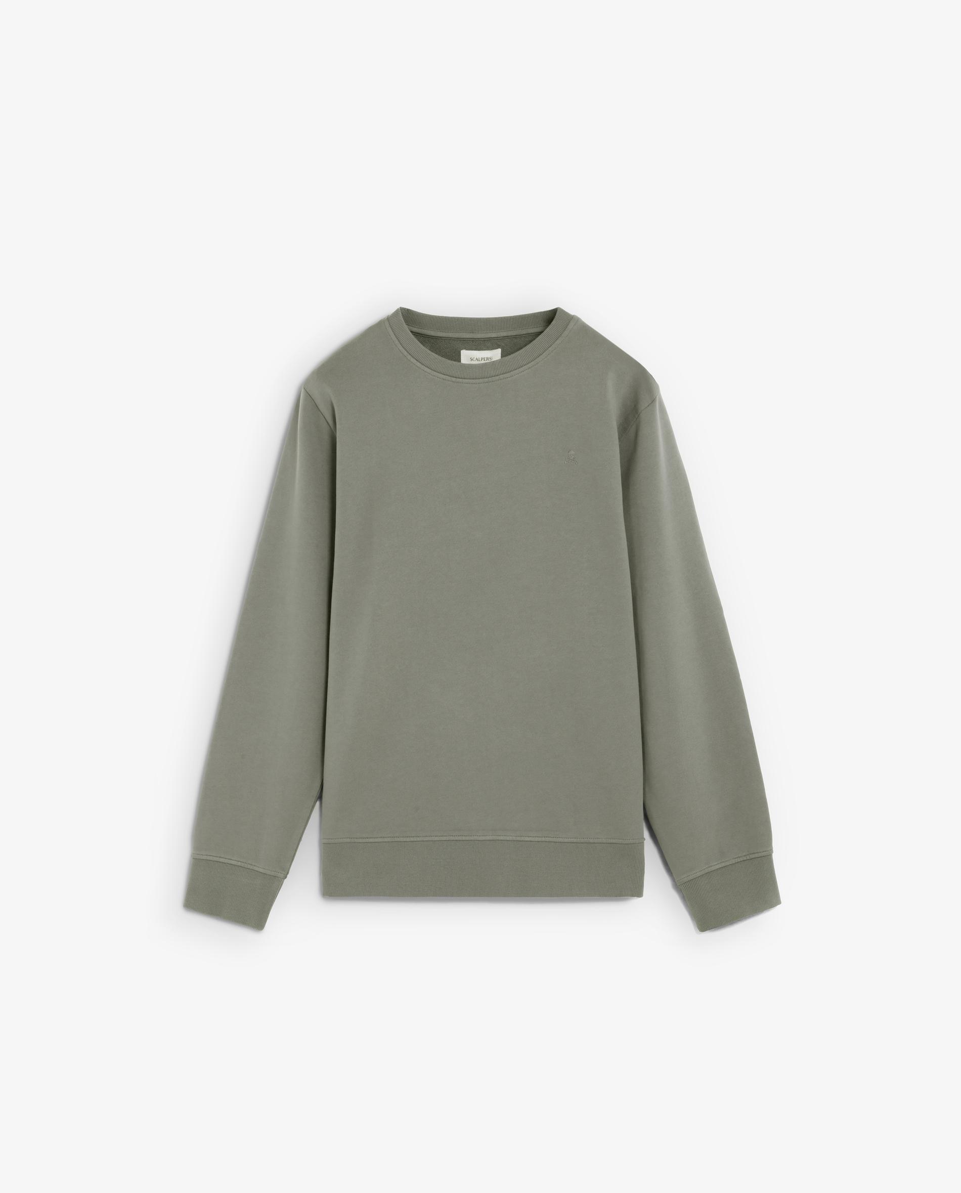 Sudadera de hombre con cuello redondo y logo en relieve trasero - Scalpers - Kaki Kaki-6