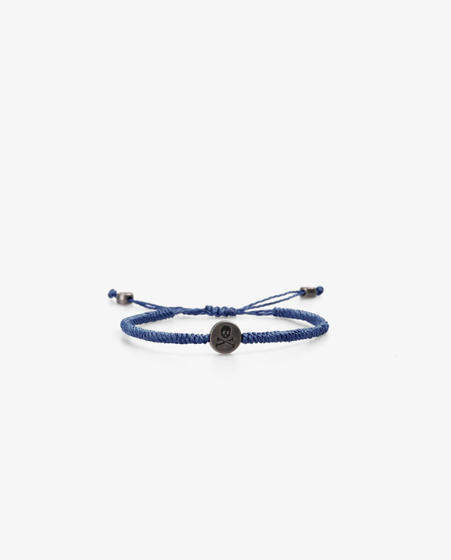Imagen 0 de Pulsera de hombre de cordón trenzado con detalle metálico Azul