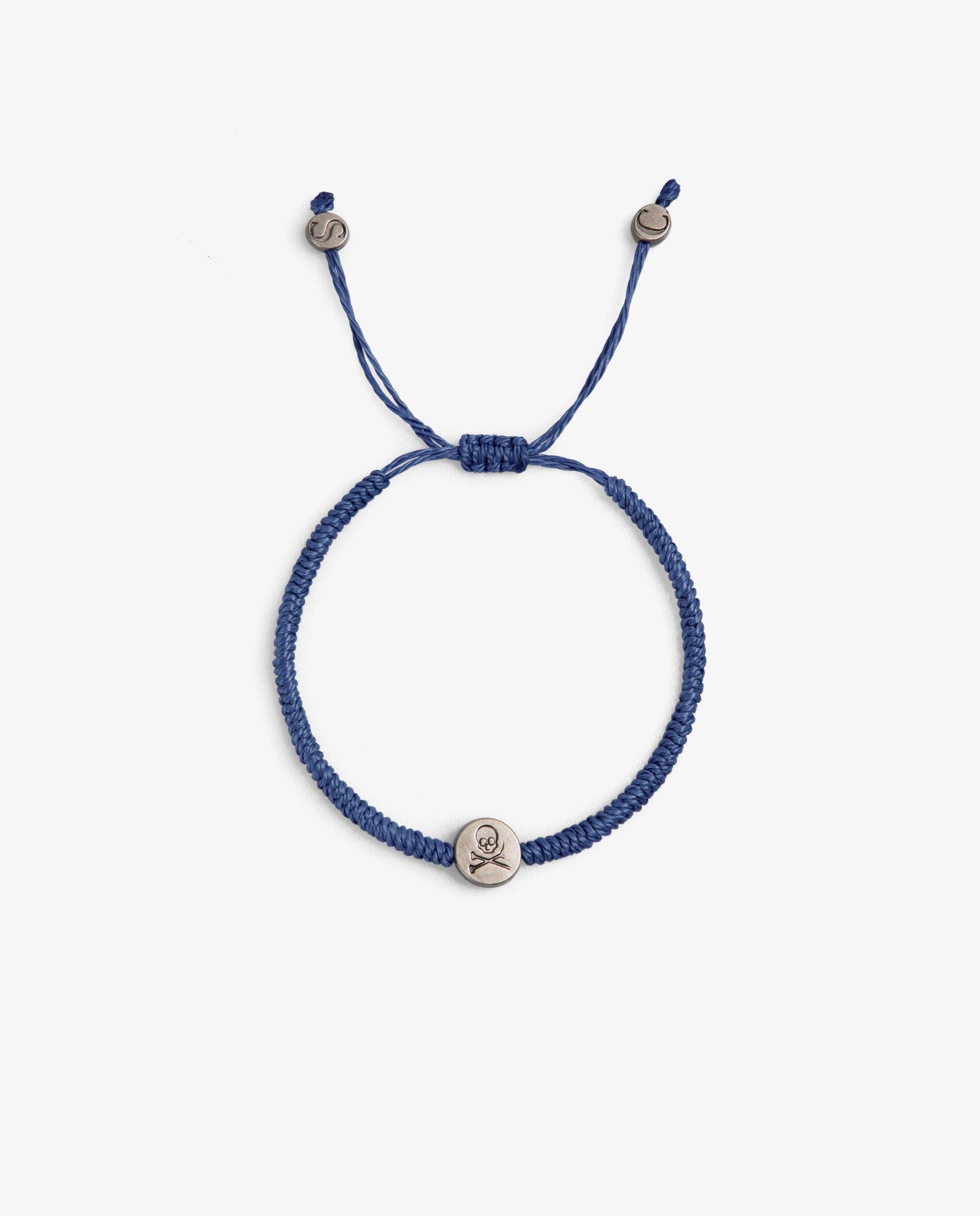 Pulsera de hombre de cordón trenzado con detalle metálico - Scalpers - Azul Azul-2