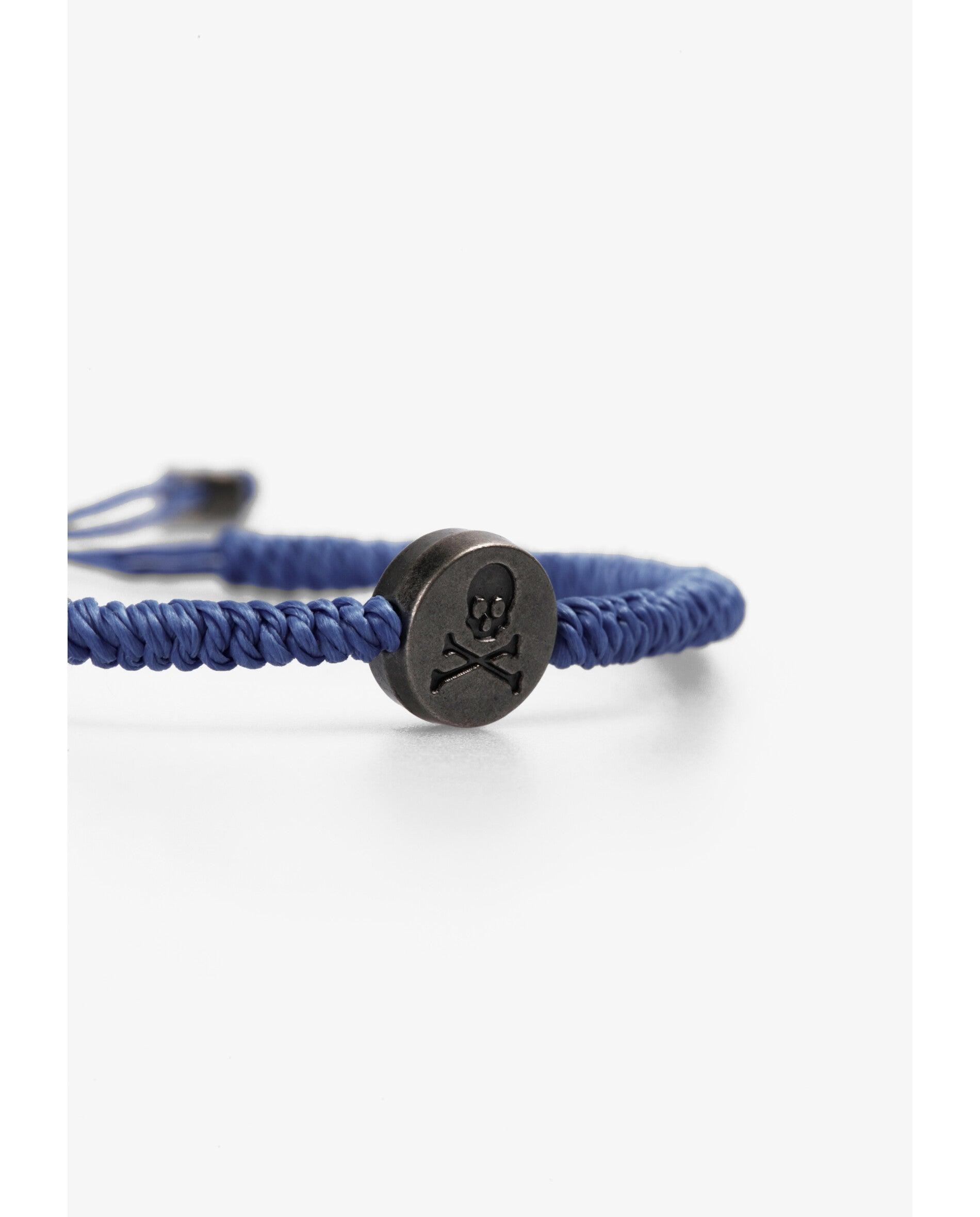 Pulsera de hombre de cordón trenzado con detalle metálico - Scalpers - Azul Azul-3