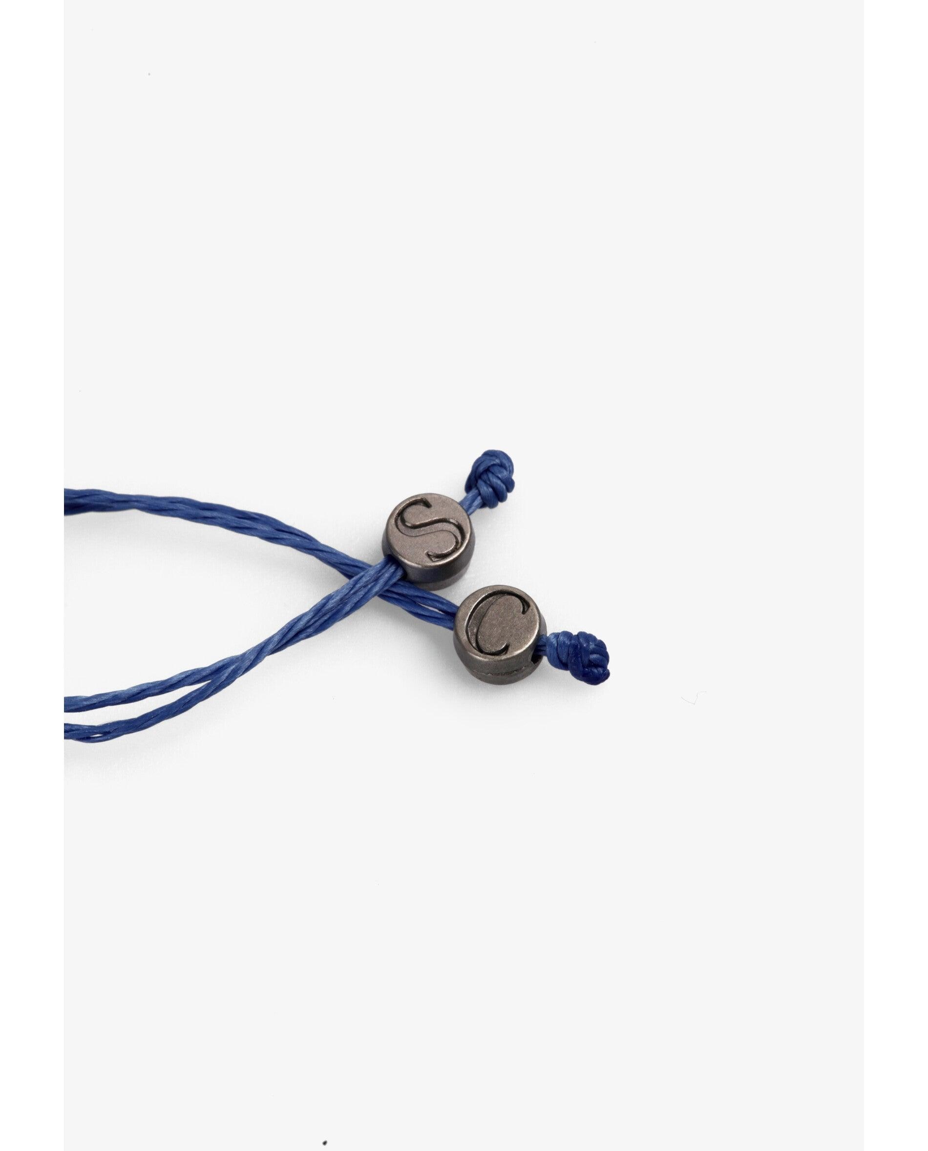 Pulsera de hombre de cordón trenzado con detalle metálico - Scalpers - Azul Azul-4