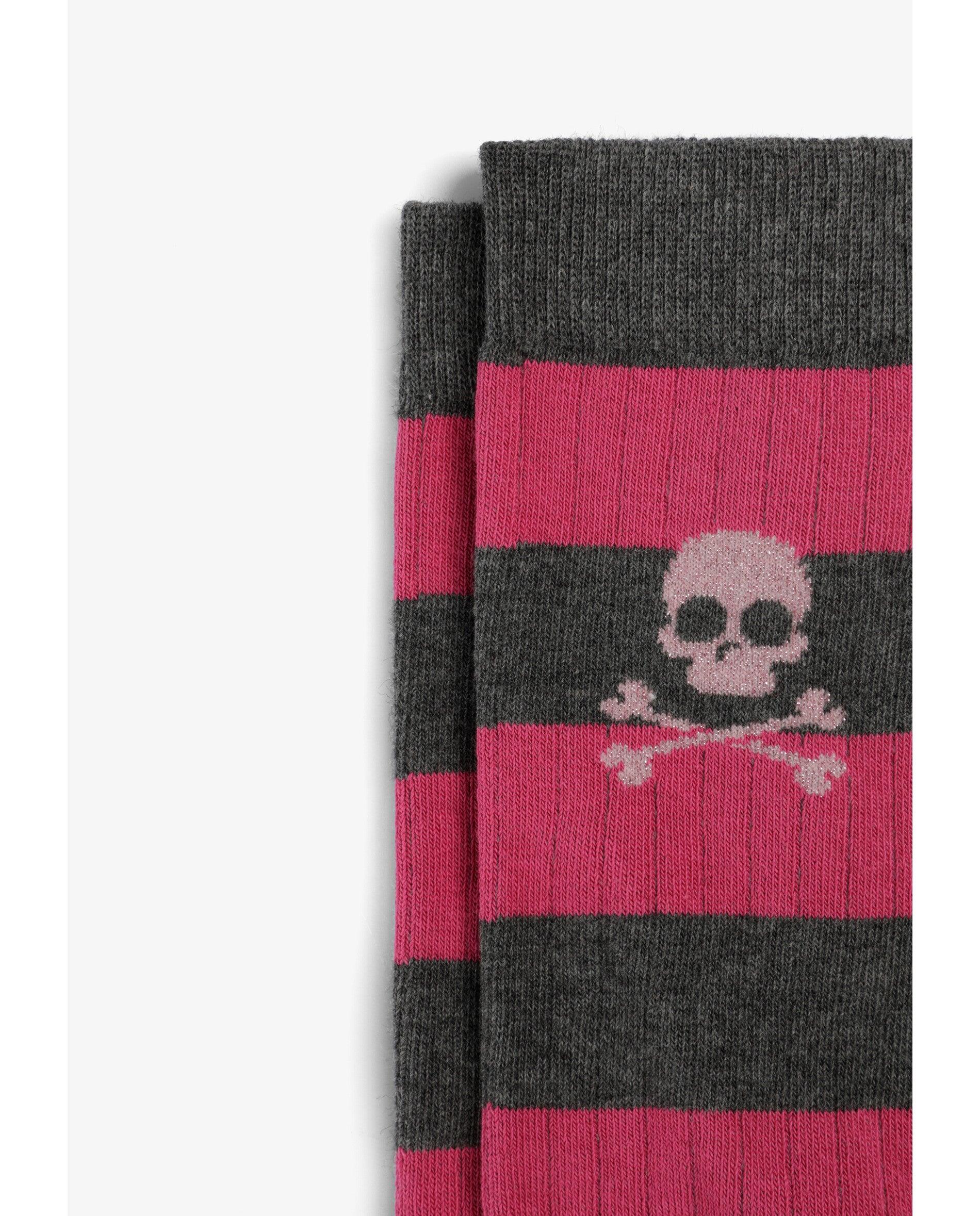 Calcetines altos de niña con estampado de rayas - Scalpers - Gris Gris-2