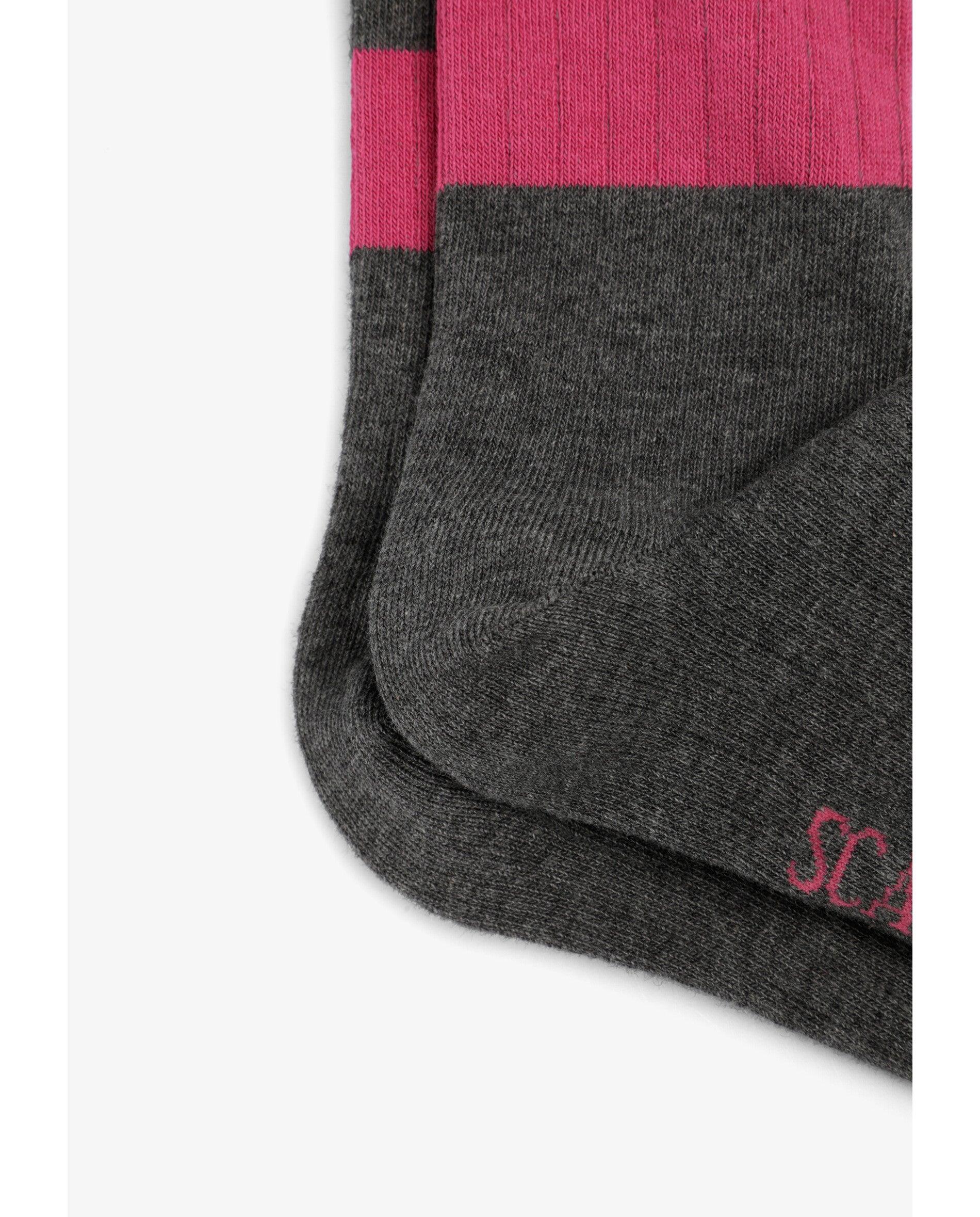 Calcetines altos de niña con estampado de rayas - Scalpers - Gris Gris-3