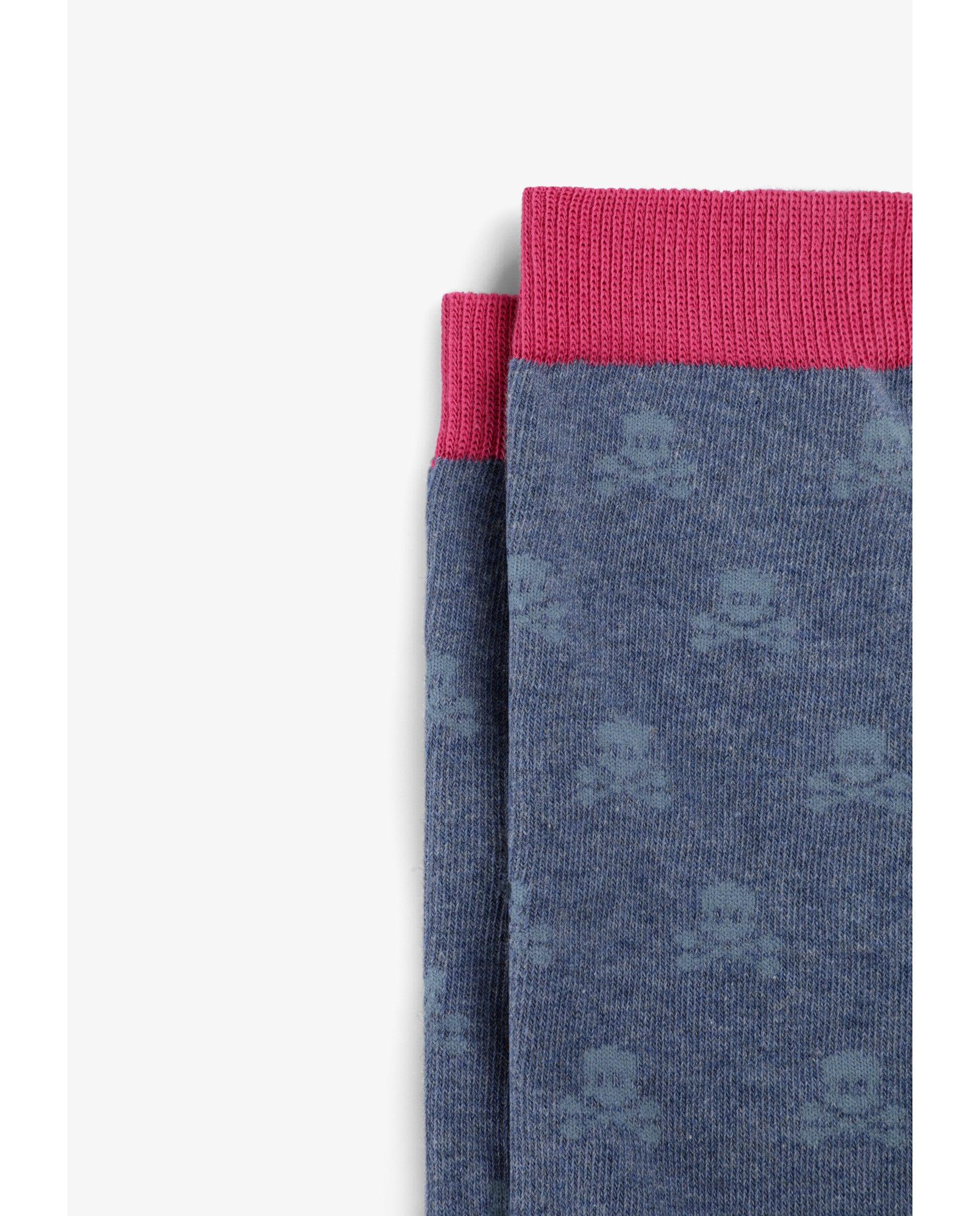 Calcetines altos de niña con estampado de calaveras - Scalpers - Azul Azul-2