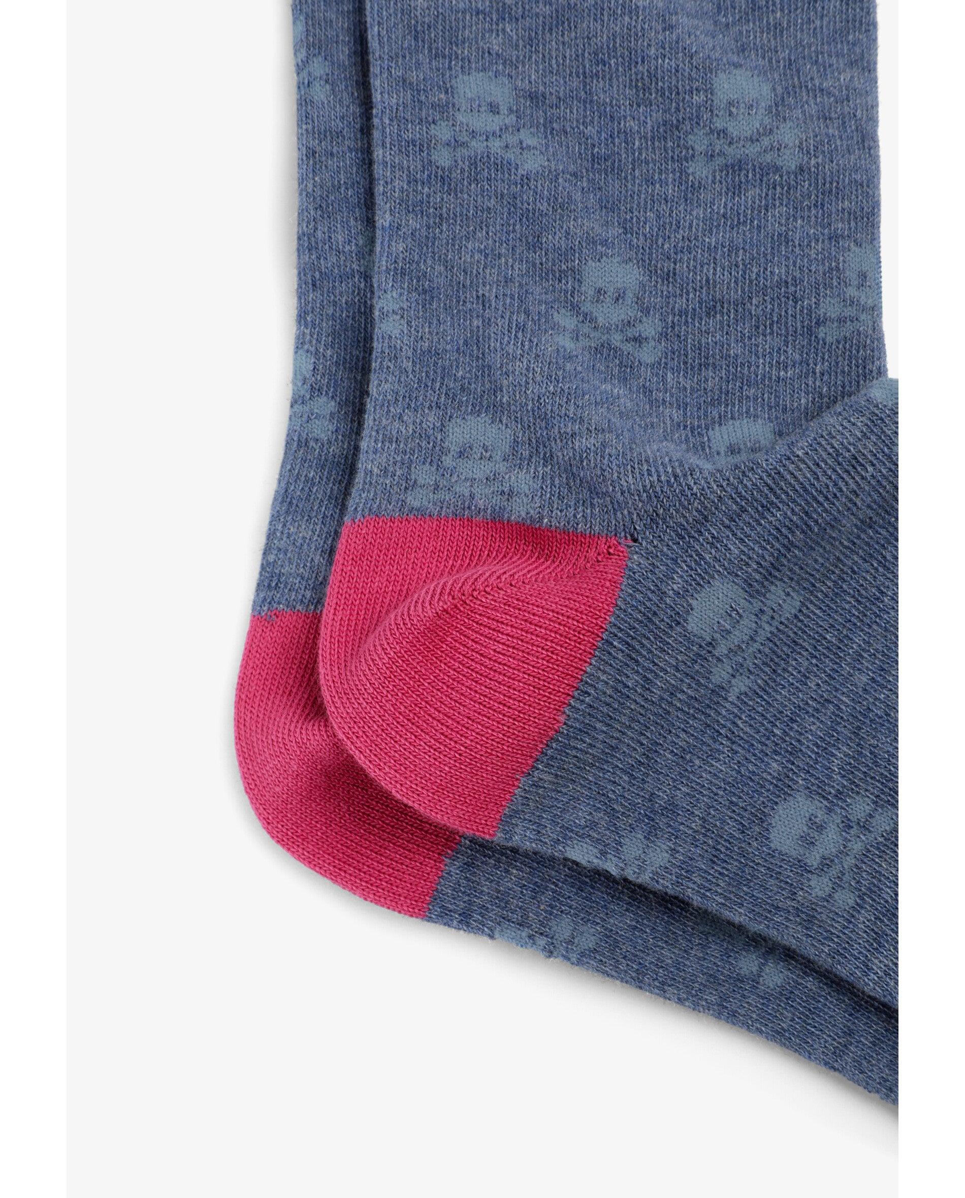 Calcetines altos de niña con estampado de calaveras - Scalpers - Azul Azul-3