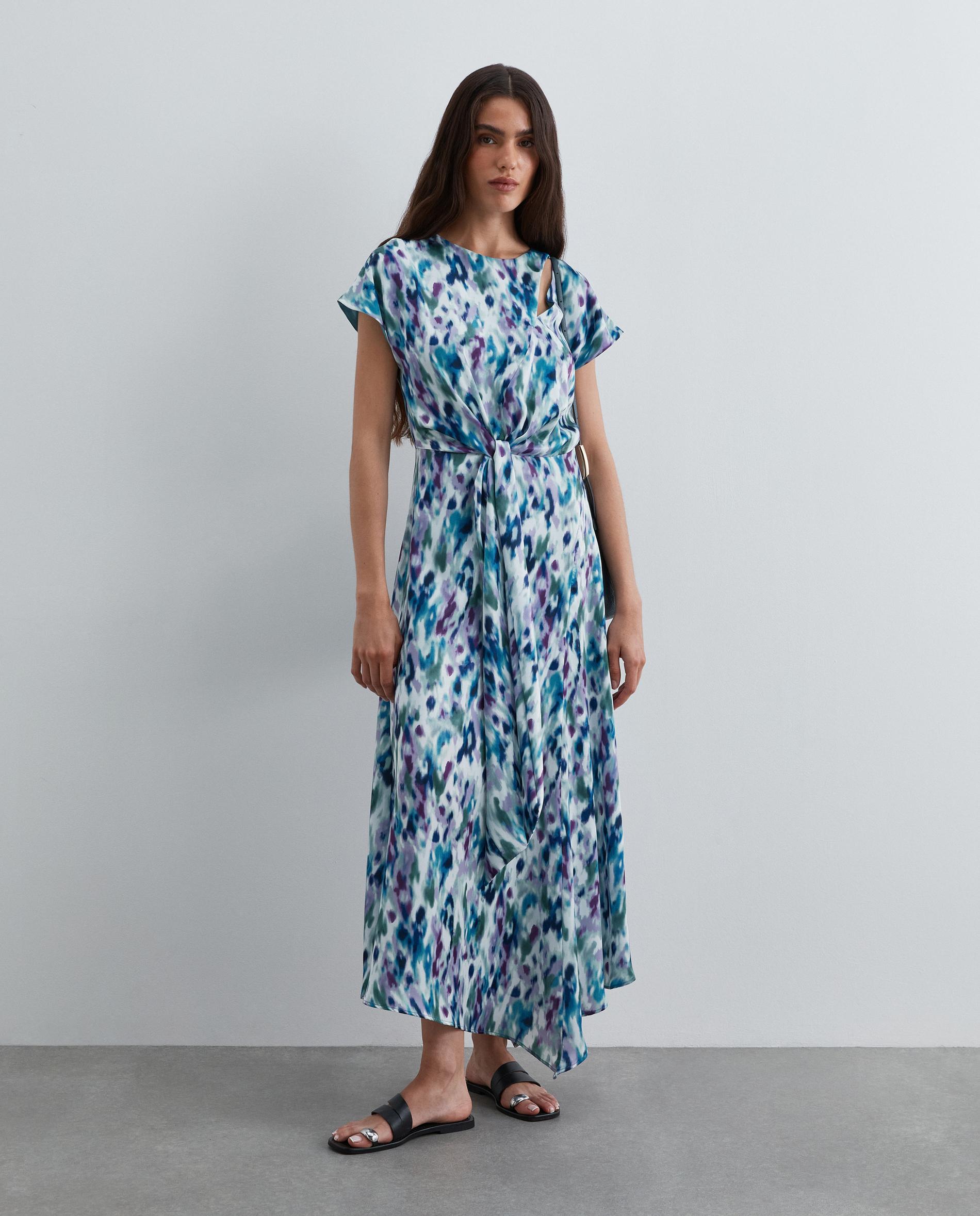 Vestido midi en satén estampado - Scalpers - Multicolor Multicolor-1