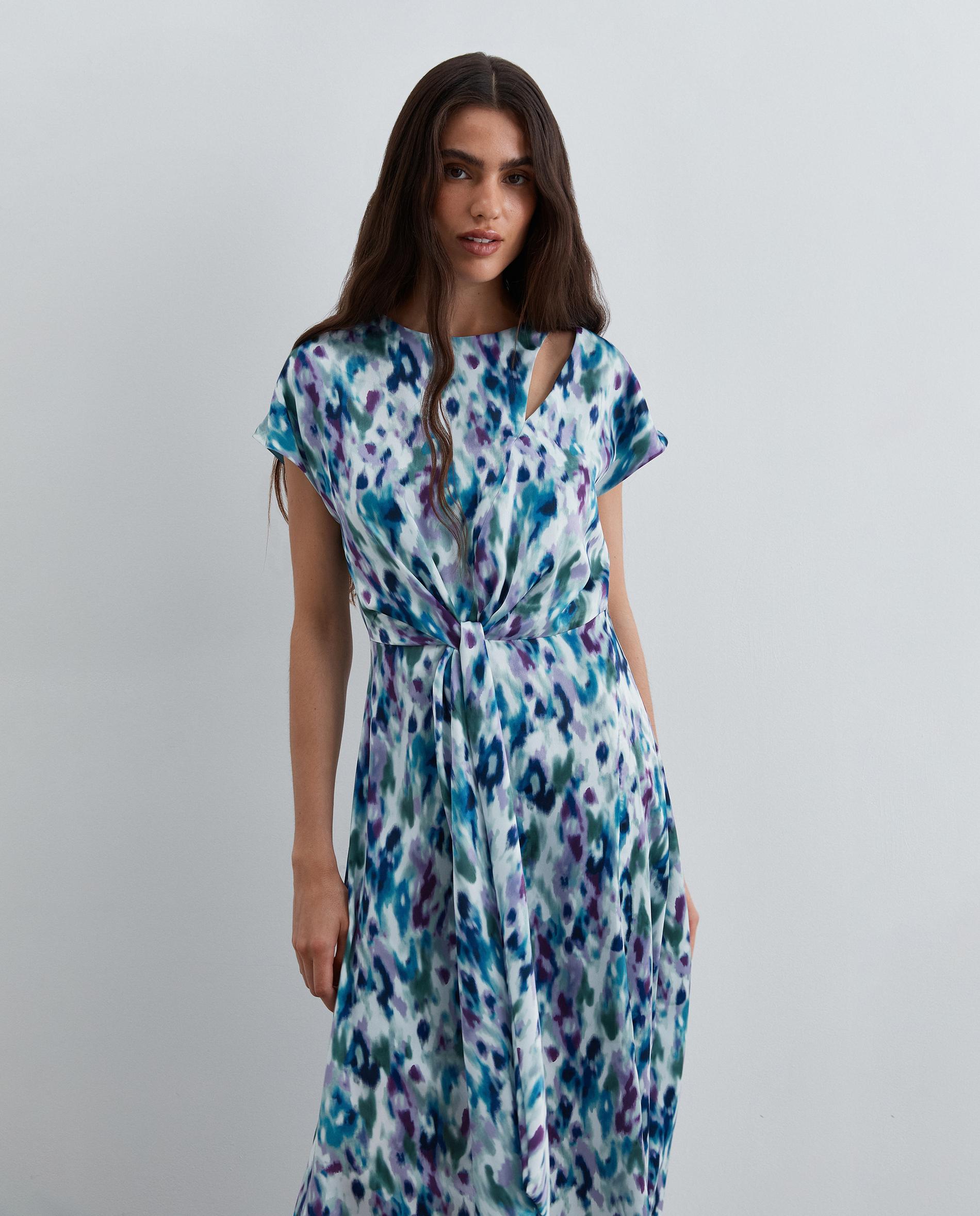 Vestido midi en satén estampado - Scalpers - Multicolor Multicolor-2