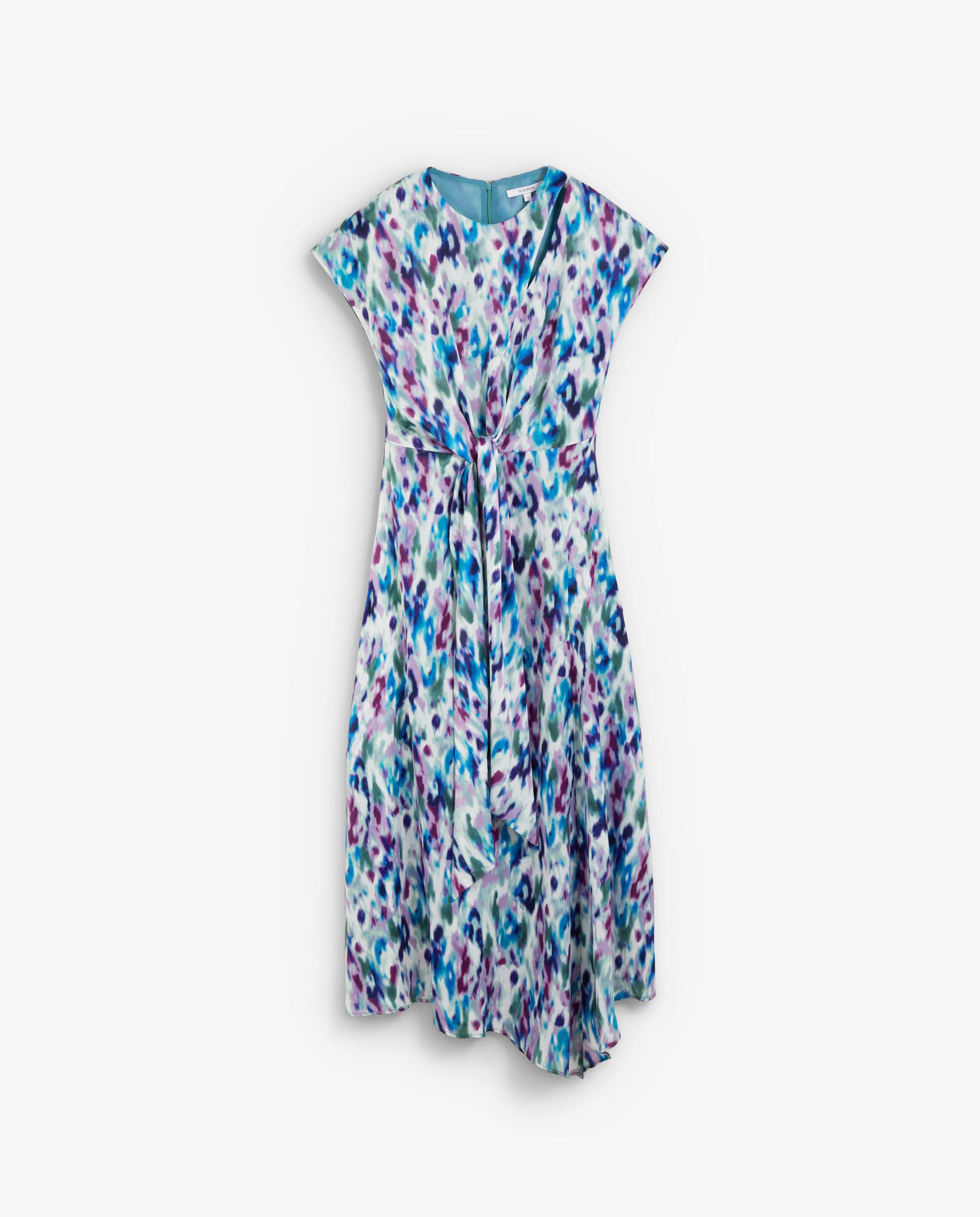 Vestido midi en satén estampado - Scalpers - Multicolor Multicolor-5