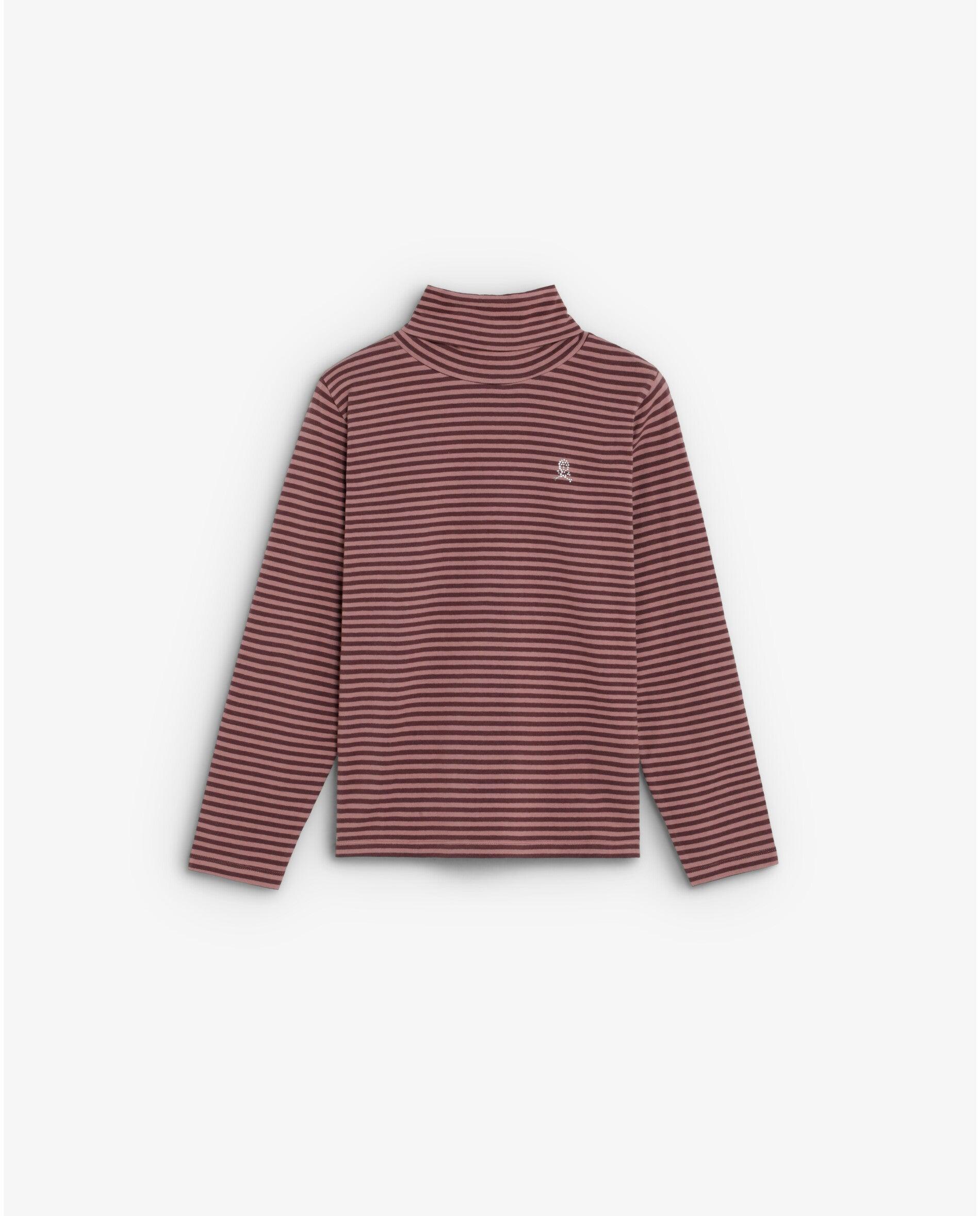Imagen 1 de Camiseta de niña a rayas con cuello alto Malva