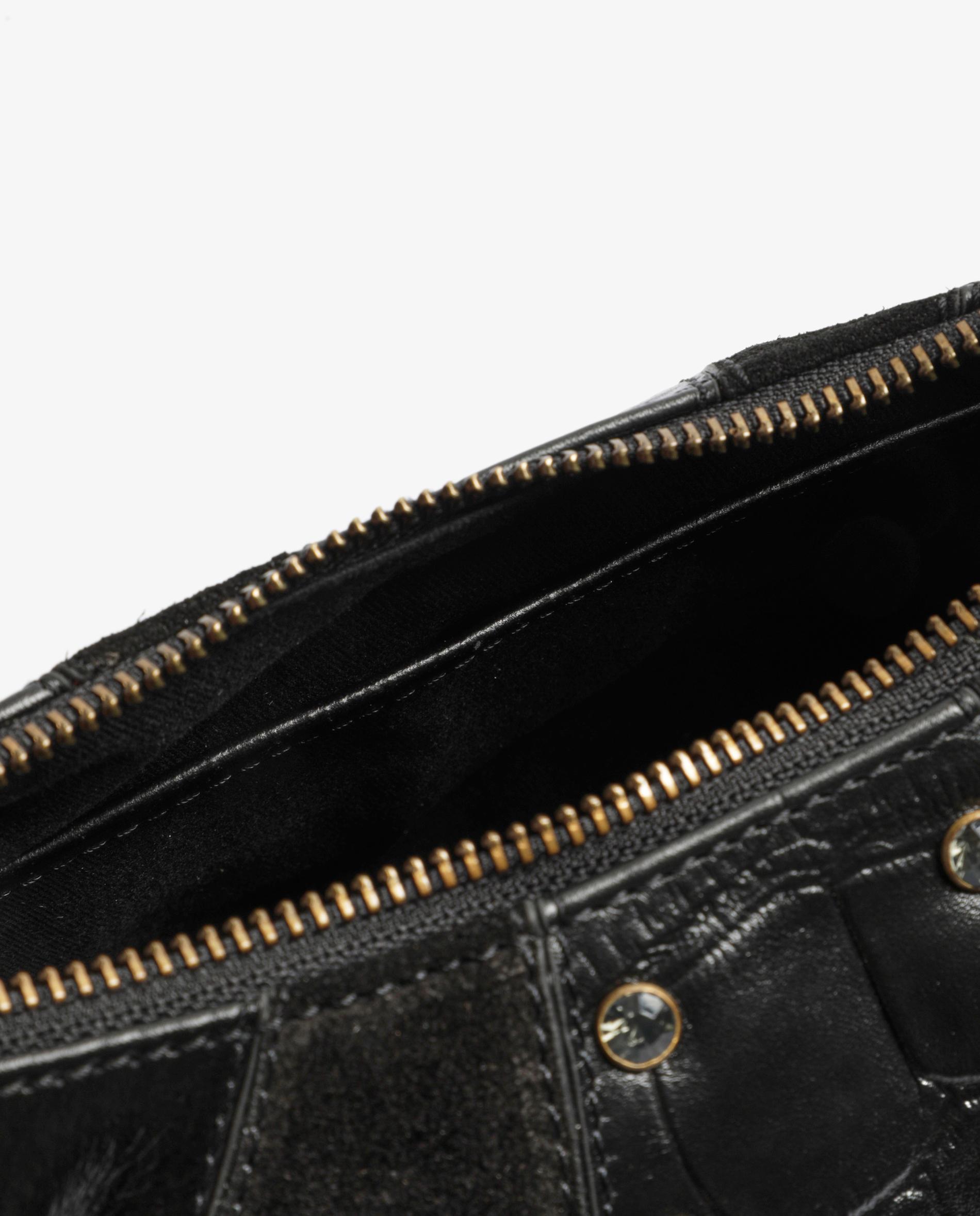 Bolso de hombro en piel y serraje con asa ajustable y studs decorativos - Scalpers - Negro Negro-5