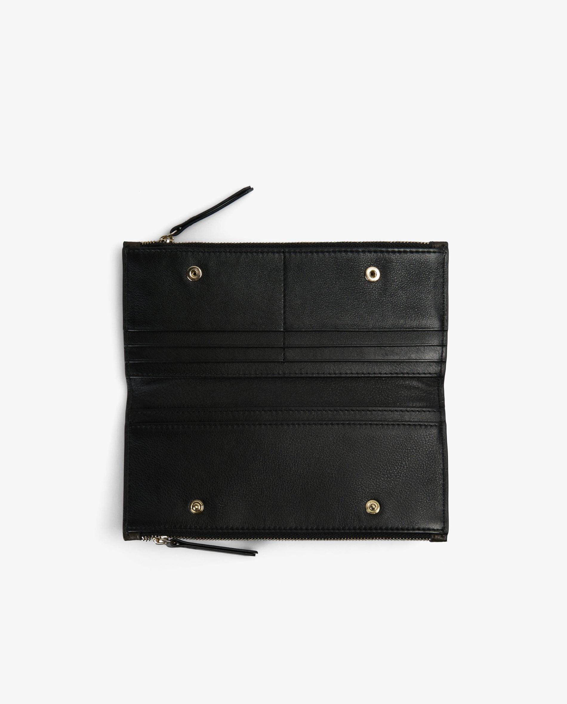 Imagen 4 de Cartera de mujer plegable con doble cremallera - Scalpers - Marrón oscuro Marrón oscuro