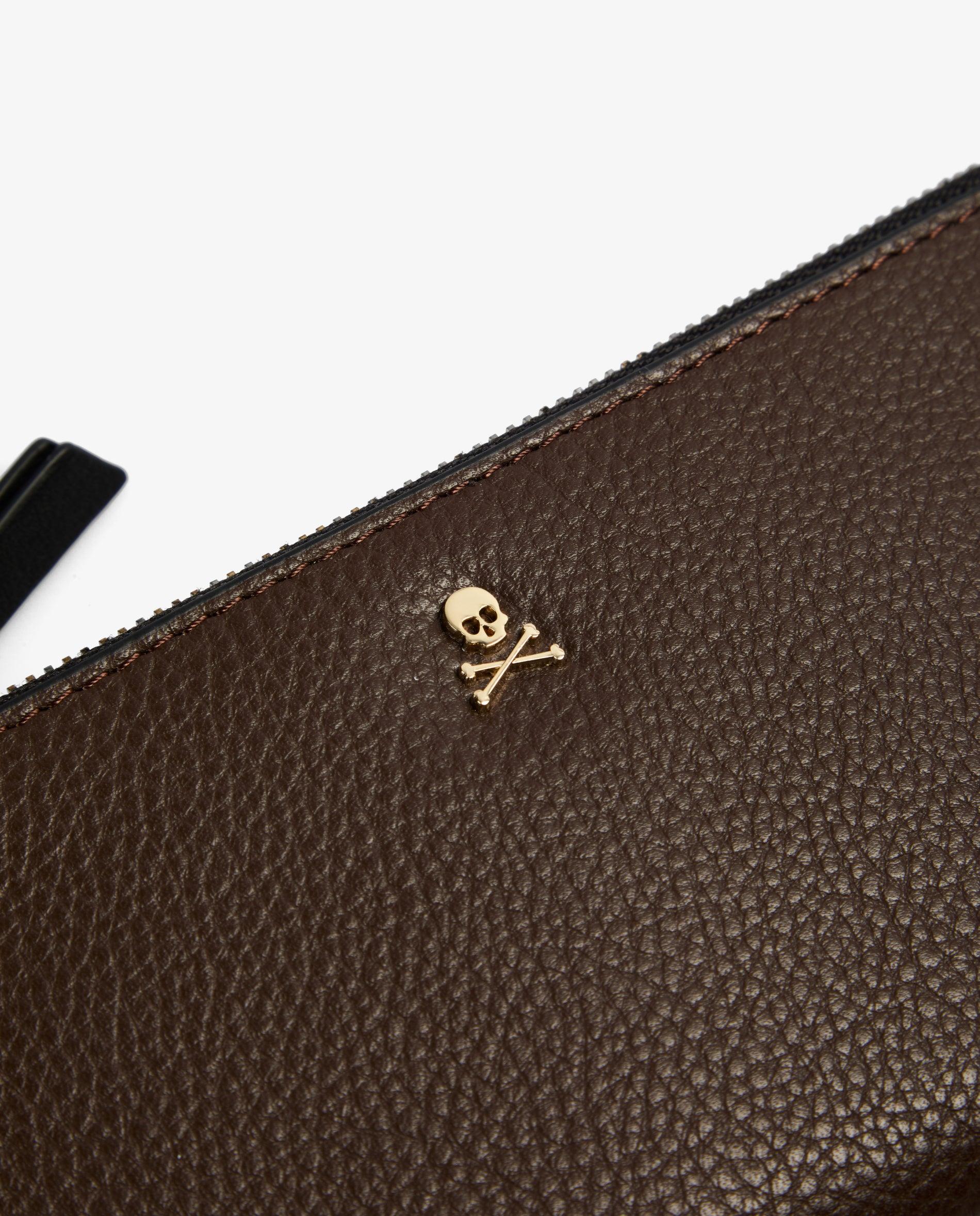 Imagen 5 de Cartera de mujer plegable con doble cremallera - Scalpers - Marrón oscuro Marrón oscuro
