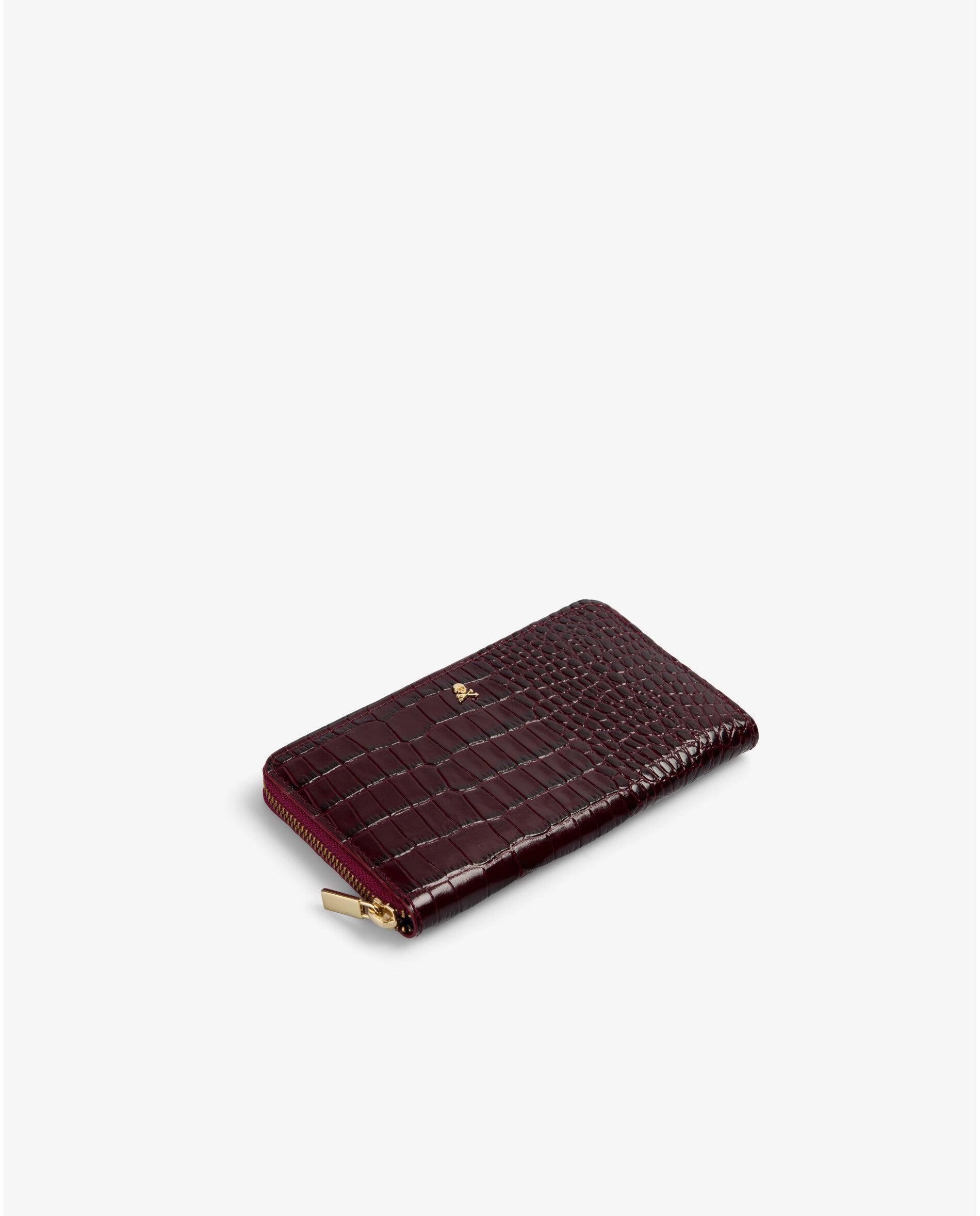 Cartera de mujer de piel en relieve con cierre de cremallera - Scalpers - Burdeos Burdeos-2