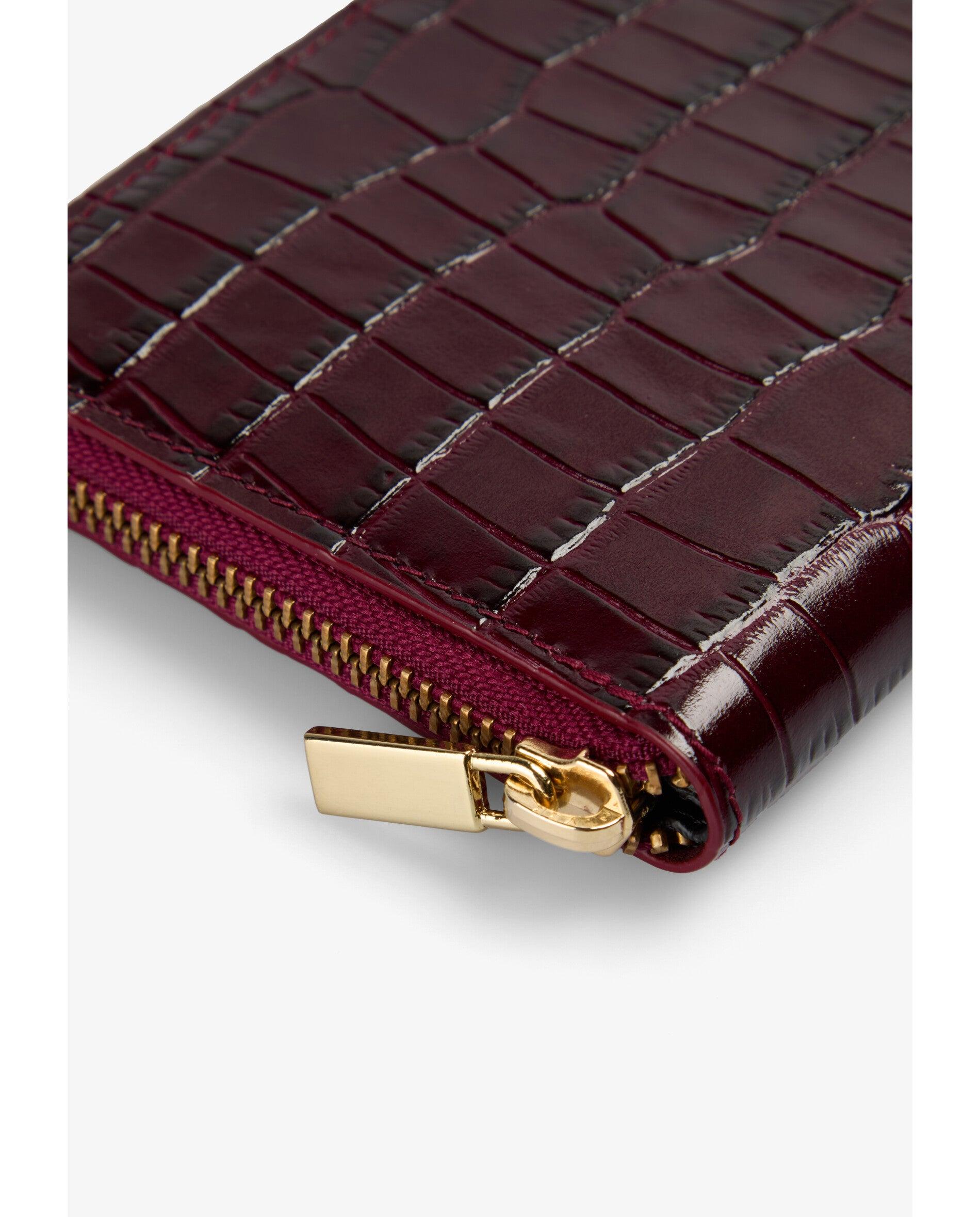 Cartera de mujer de piel en relieve con cierre de cremallera - Scalpers - Burdeos Burdeos-4