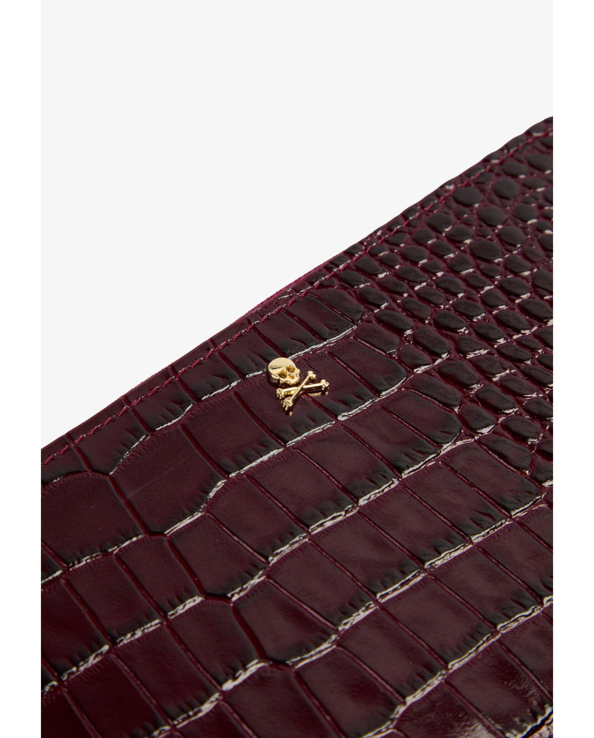 Cartera de mujer de piel en relieve con cierre de cremallera - Scalpers - Burdeos Burdeos-5