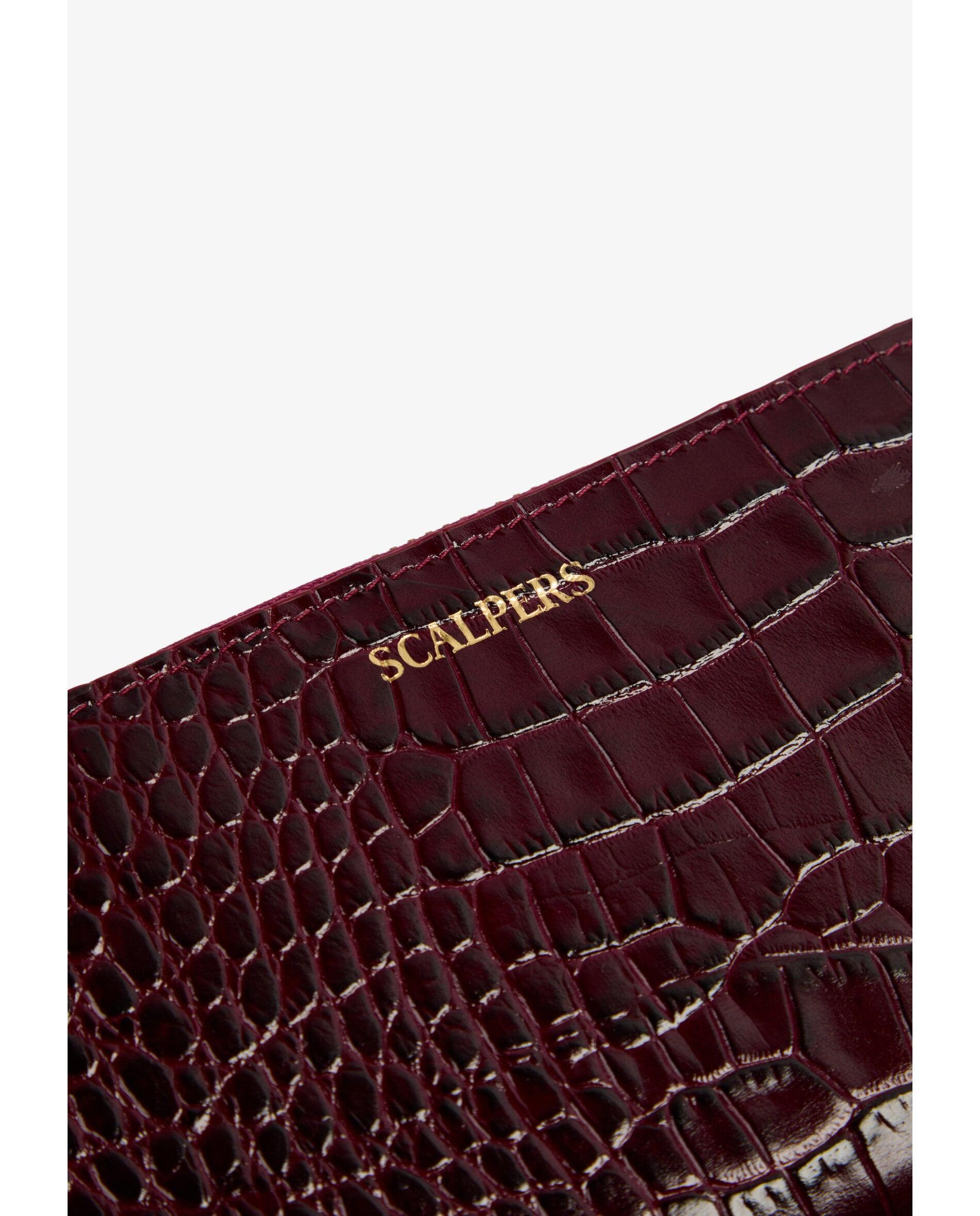 Cartera de mujer de piel en relieve con cierre de cremallera - Scalpers - Burdeos Burdeos-6