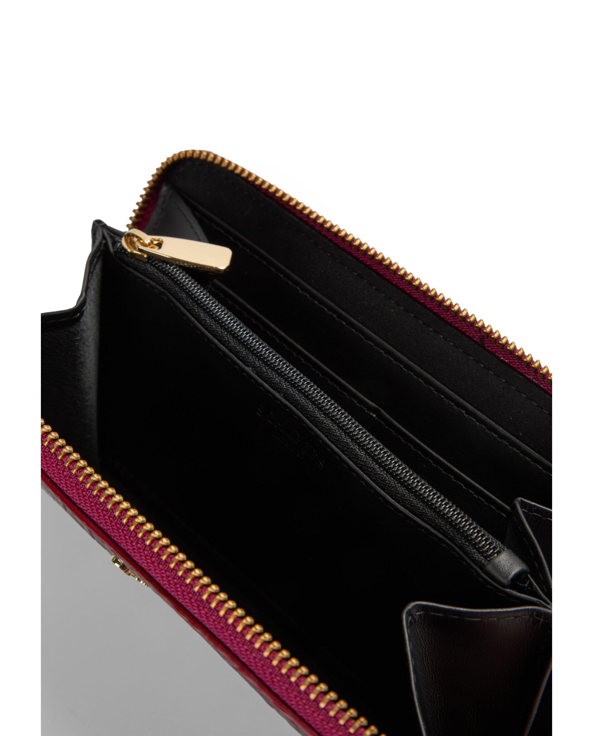 Cartera de mujer de piel en relieve con cierre de cremallera - Scalpers - Burdeos Burdeos-7