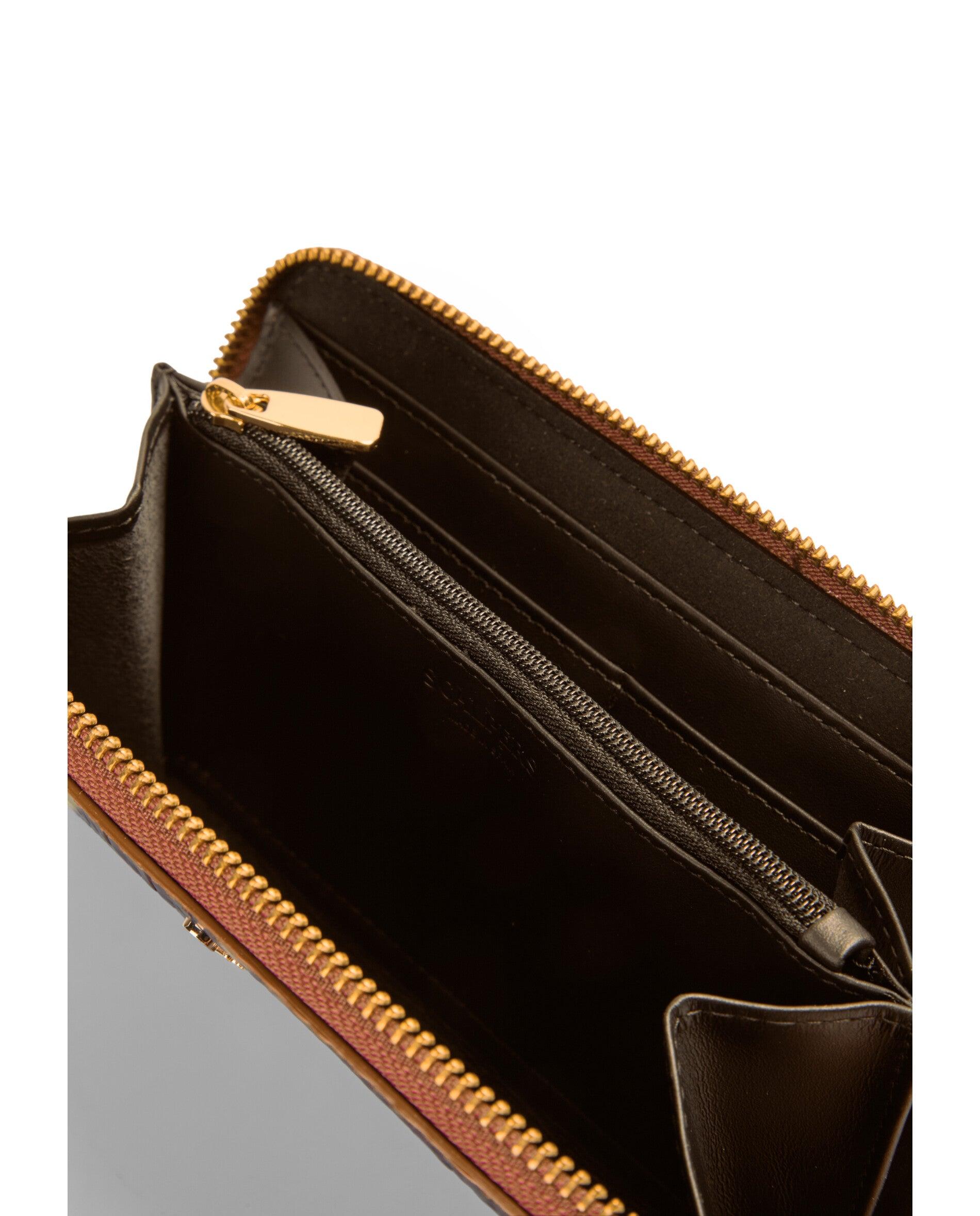 Cartera de mujer de piel en relieve con cierre de cremallera - Scalpers - Marrón oscuro Marrón oscuro-7