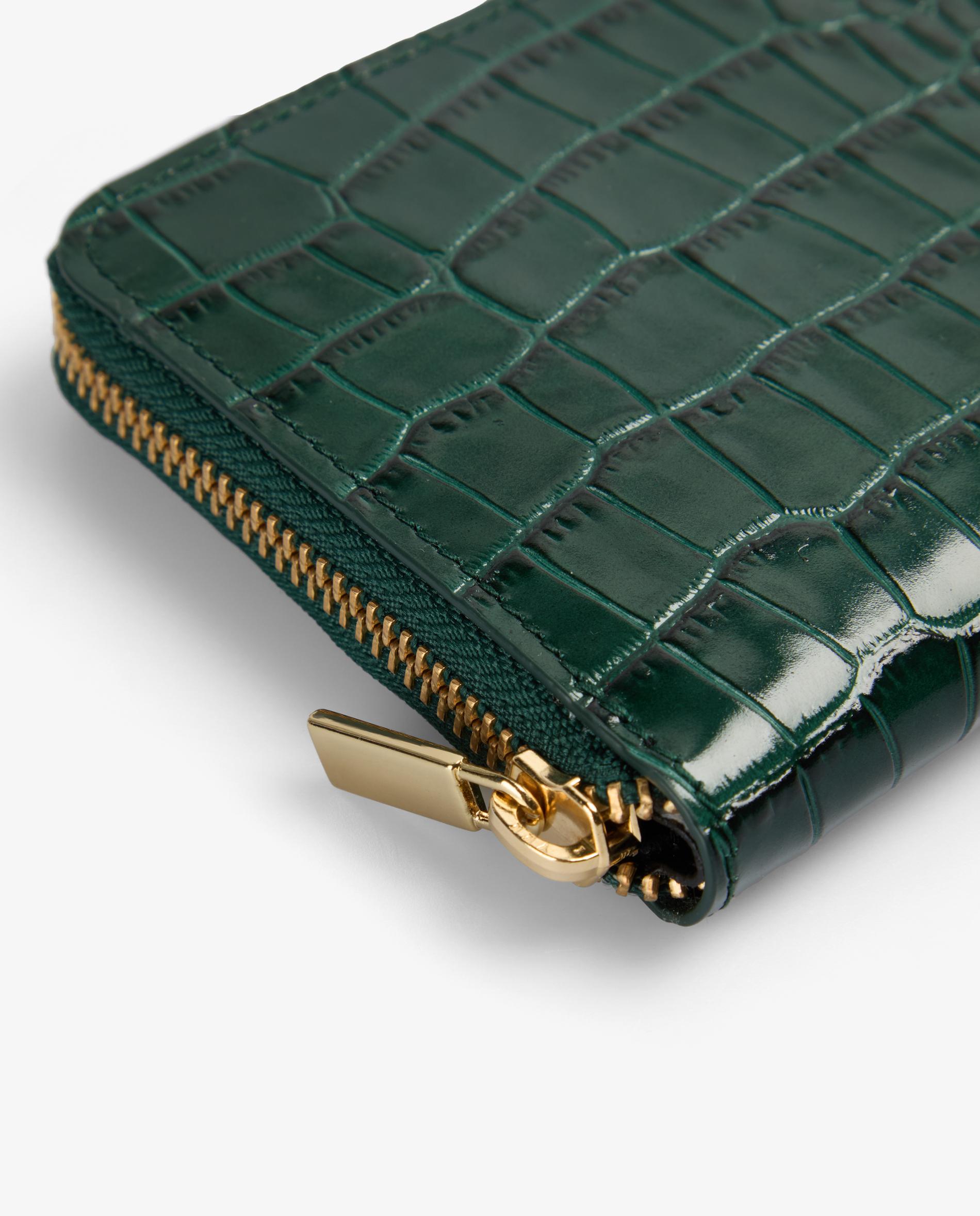 Cartera de mujer de piel en relieve con cierre de cremallera - Scalpers - Verde oscuro Verde oscuro-4