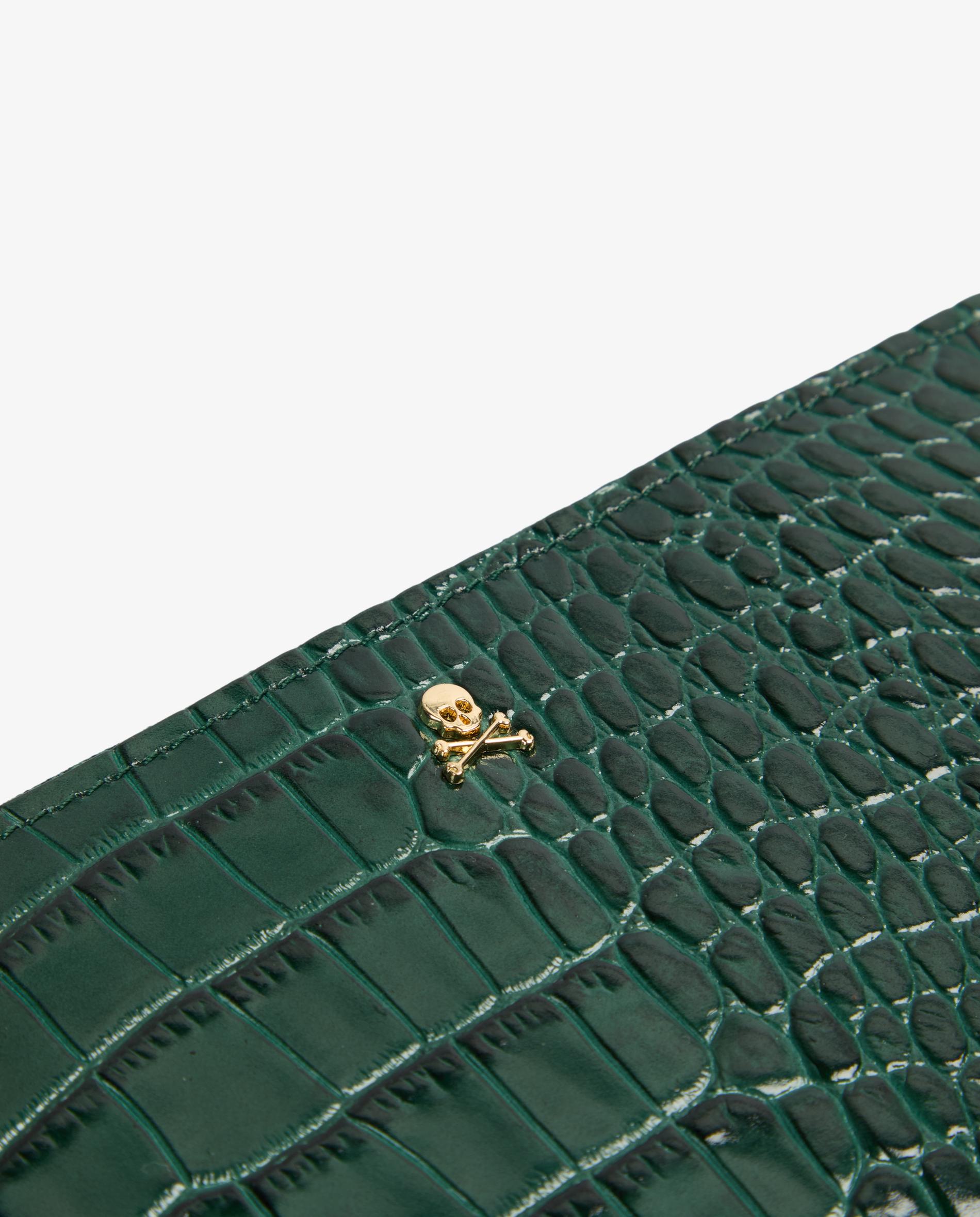 Cartera de mujer de piel en relieve con cierre de cremallera - Scalpers - Verde oscuro Verde oscuro-5