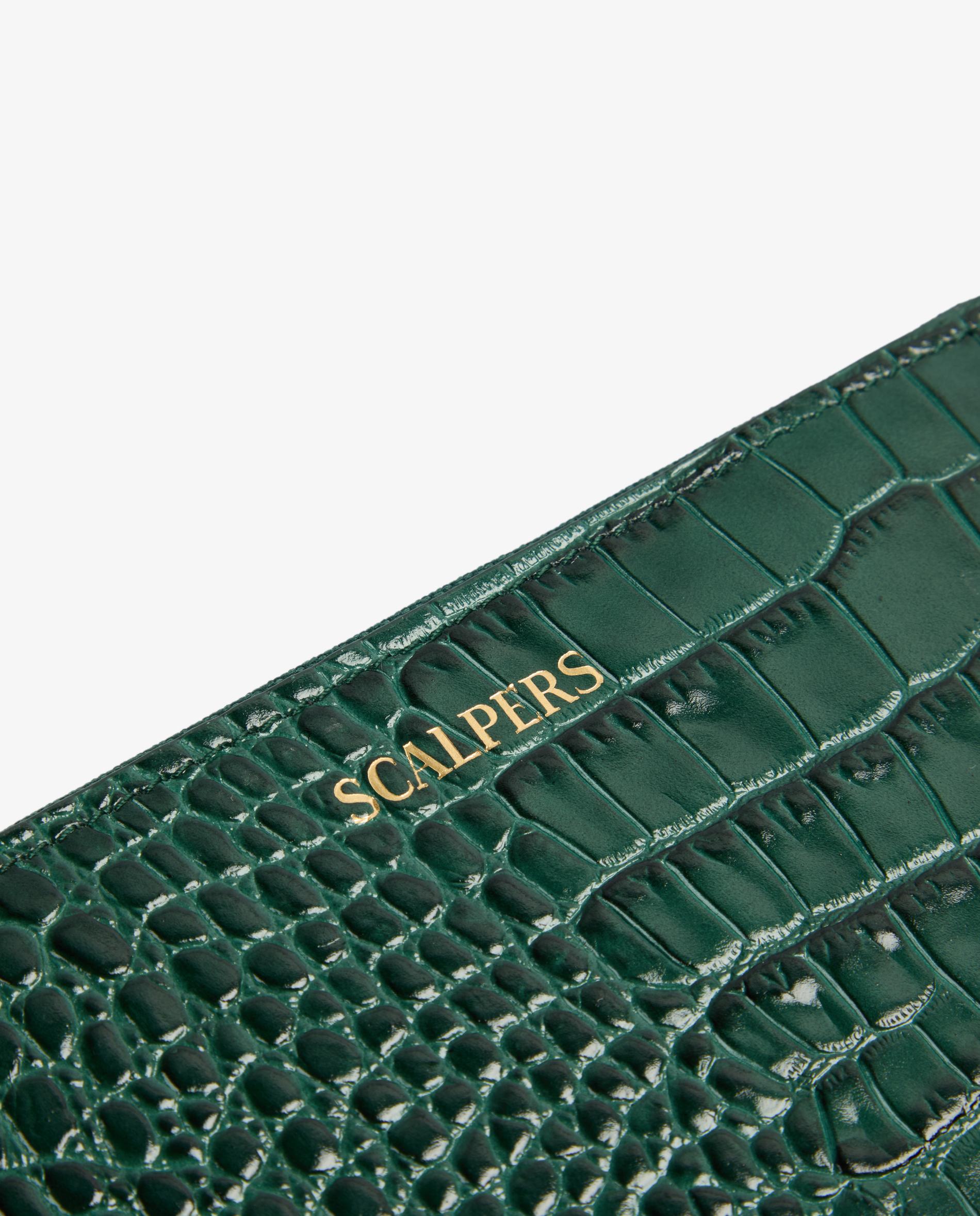 Cartera de mujer de piel en relieve con cierre de cremallera - Scalpers - Verde oscuro Verde oscuro-6