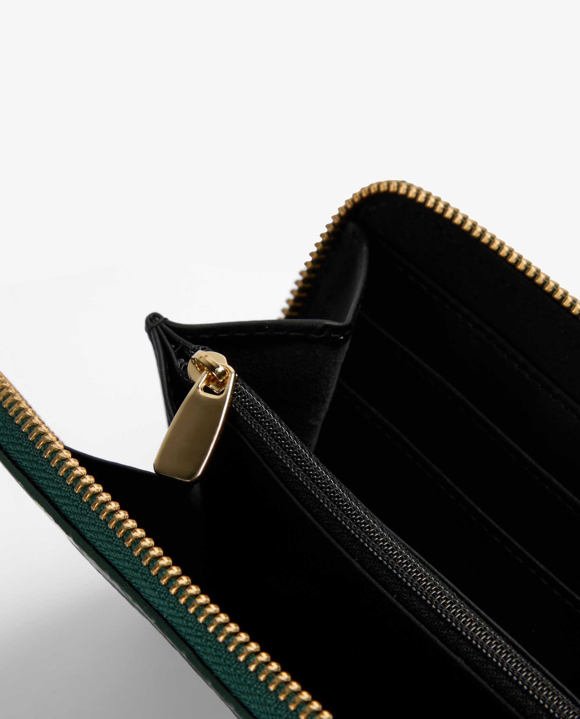Cartera de mujer de piel en relieve con cierre de cremallera - Scalpers - Verde oscuro Verde oscuro-7