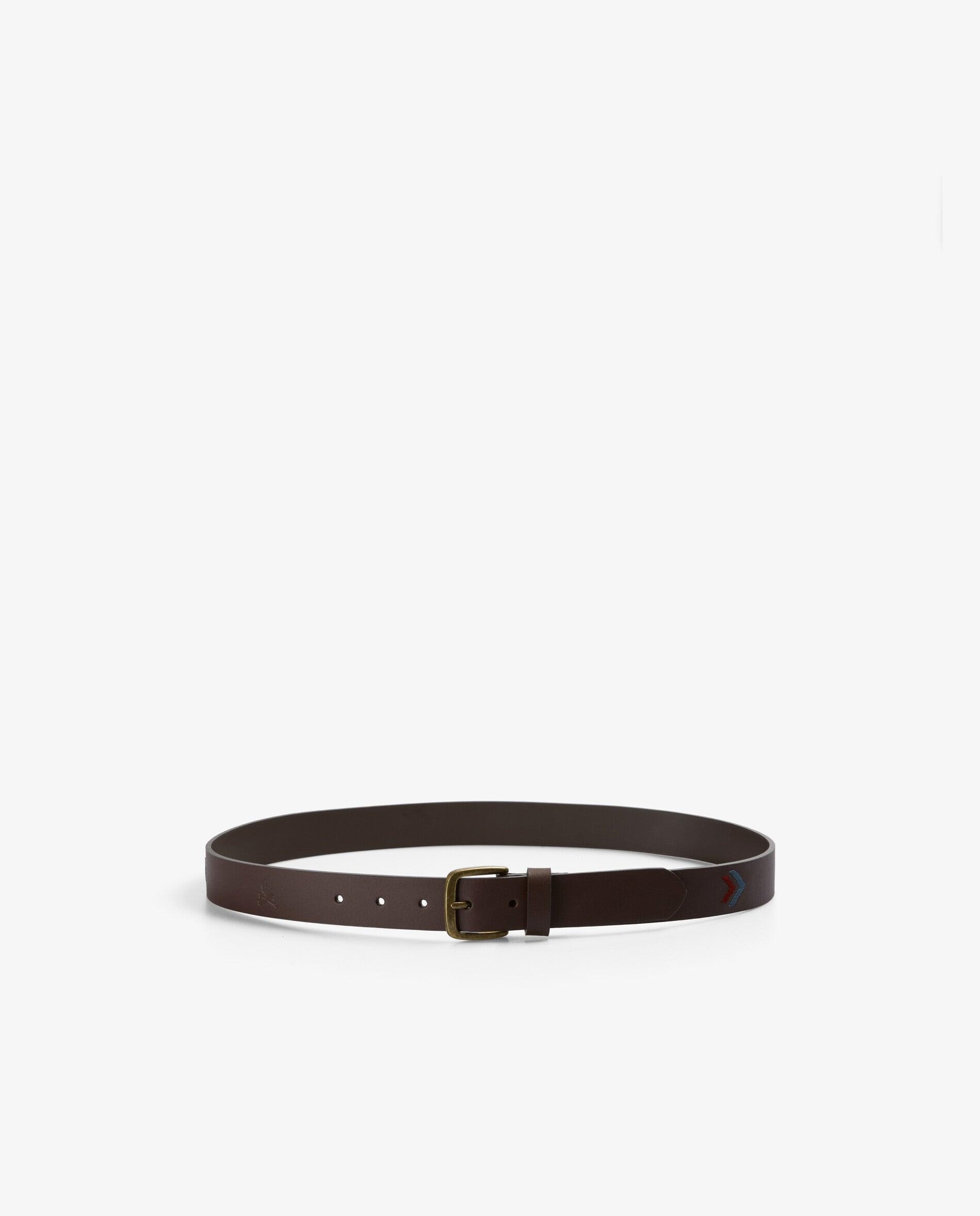 Cinturón de hombre confeccionado en 100% piel ajustable mediante hebilla metálica - Scalpers - Marrón Marrón-3