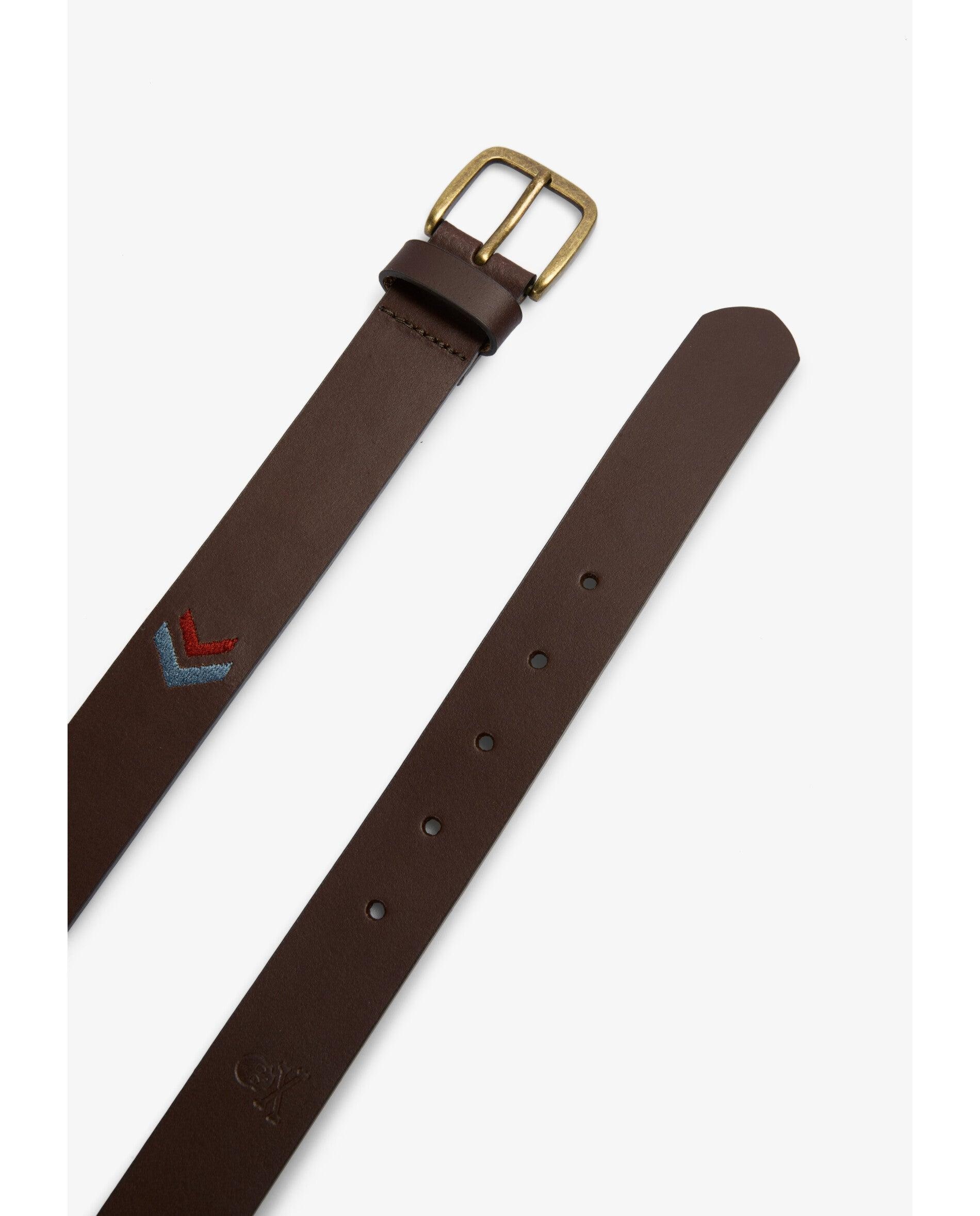 Cinturón de hombre confeccionado en 100% piel ajustable mediante hebilla metálica - Scalpers - Marrón Marrón-4