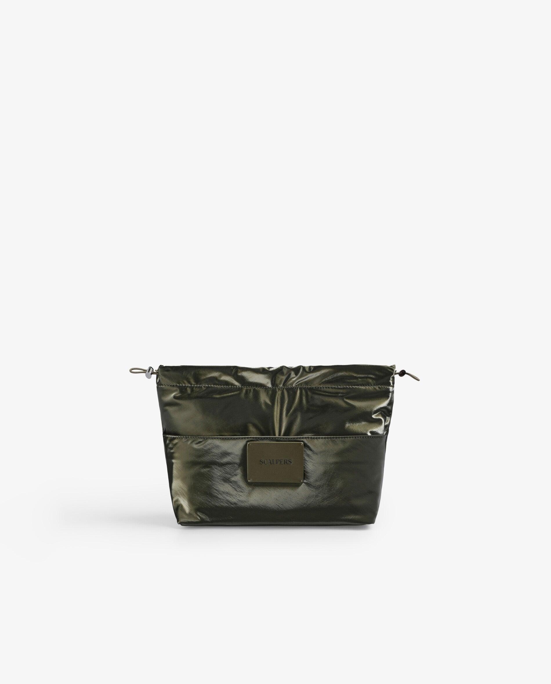 Neceser de mujer en tejido técnico con acabado brillante - Scalpers - Verde militar Verde militar-1