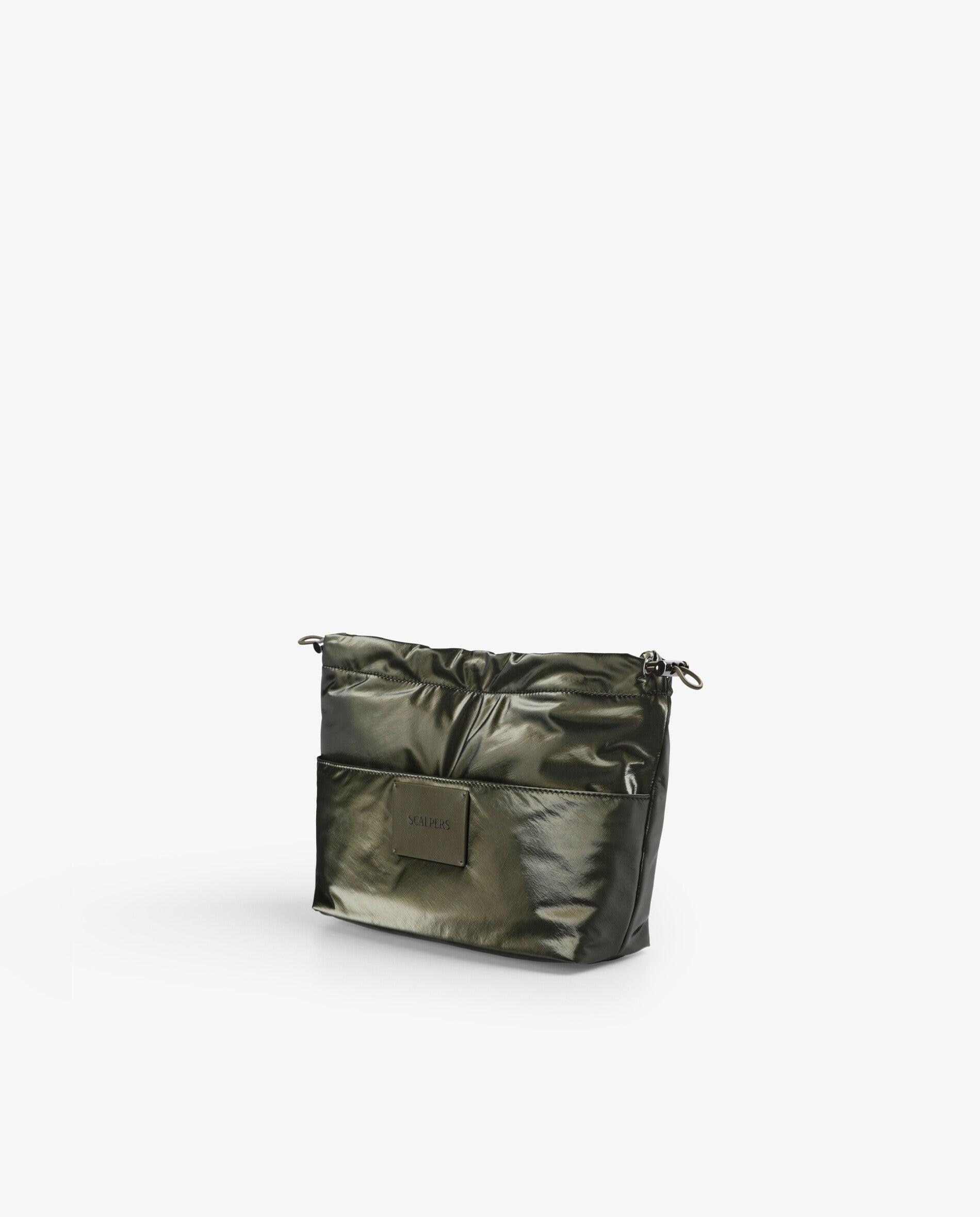Neceser de mujer en tejido técnico con acabado brillante - Scalpers - Verde militar Verde militar-2