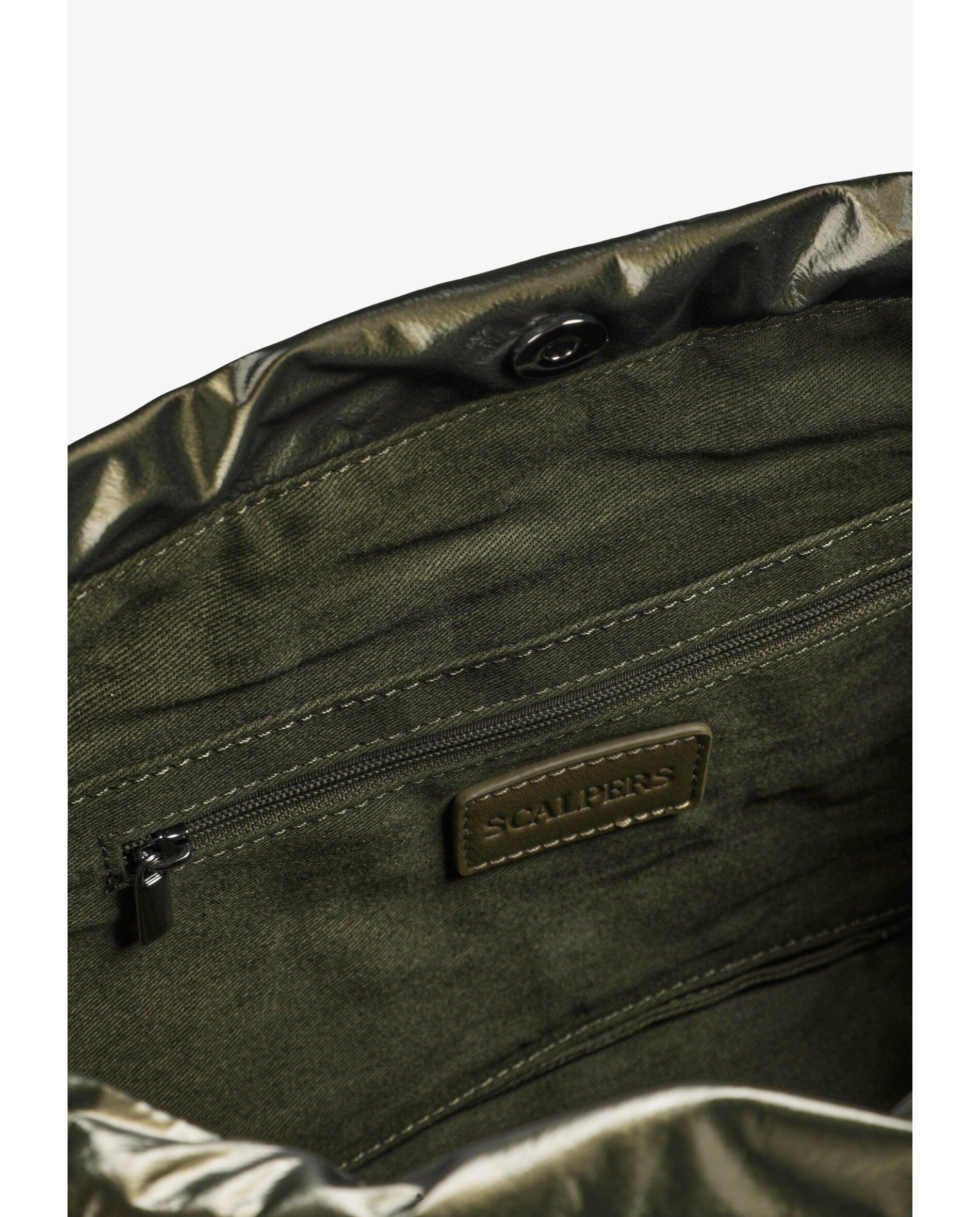 Neceser de mujer en tejido técnico con acabado brillante - Scalpers - Verde militar Verde militar-7