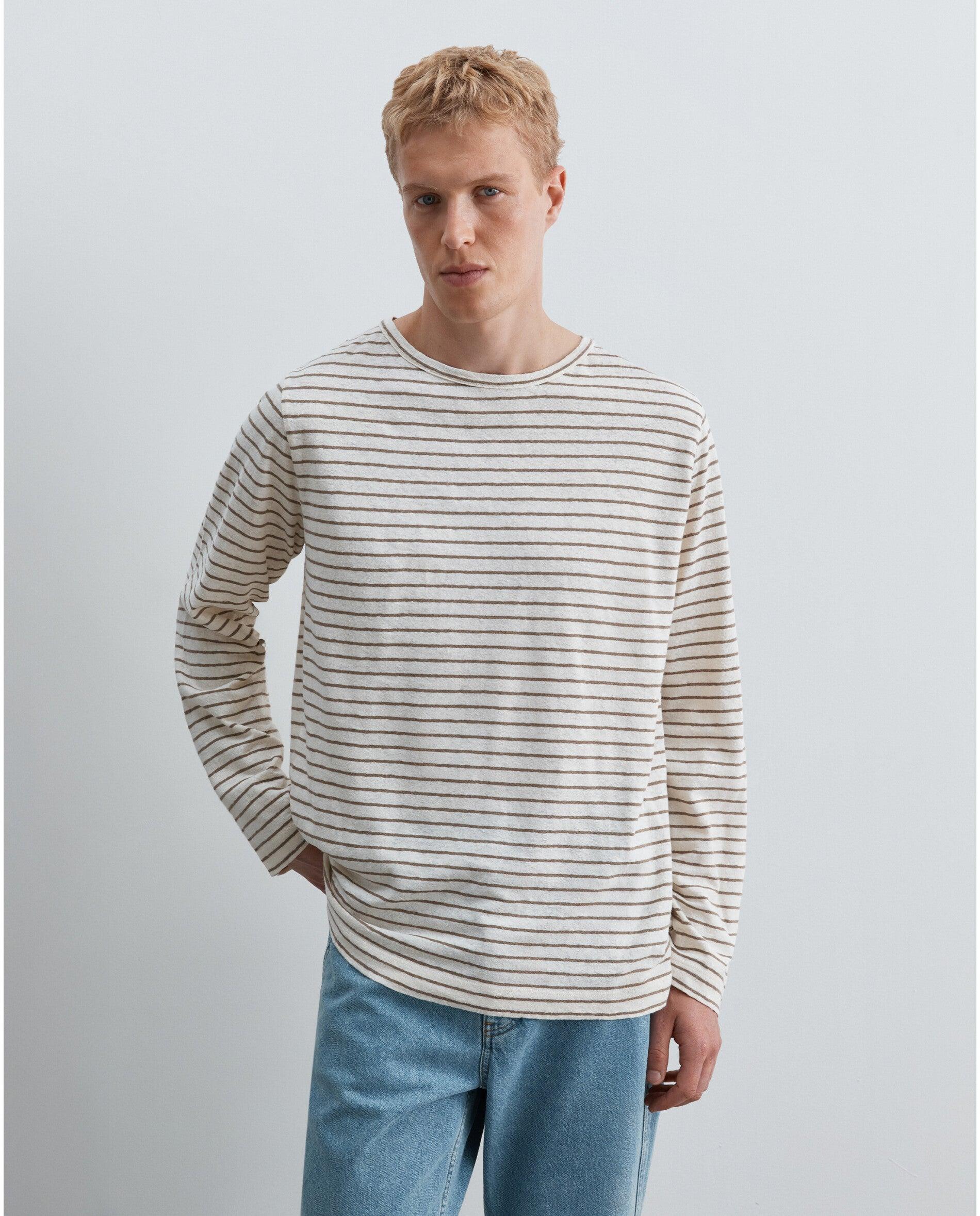 Camiseta de manga larga de hombre a rayas - Scalpers - Marrón Marrón-1